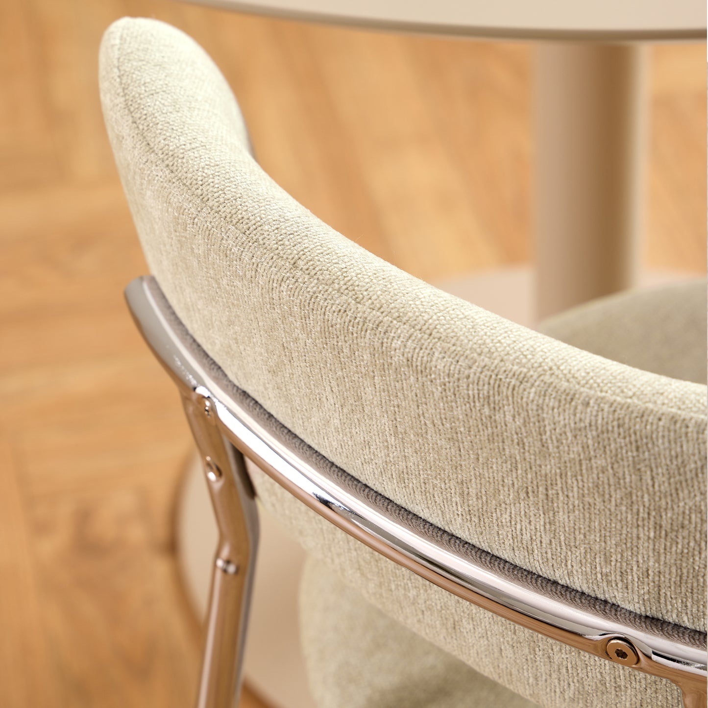 Lyric Dining Chair in Sand Fabric & Chrome Base (Set of 2)