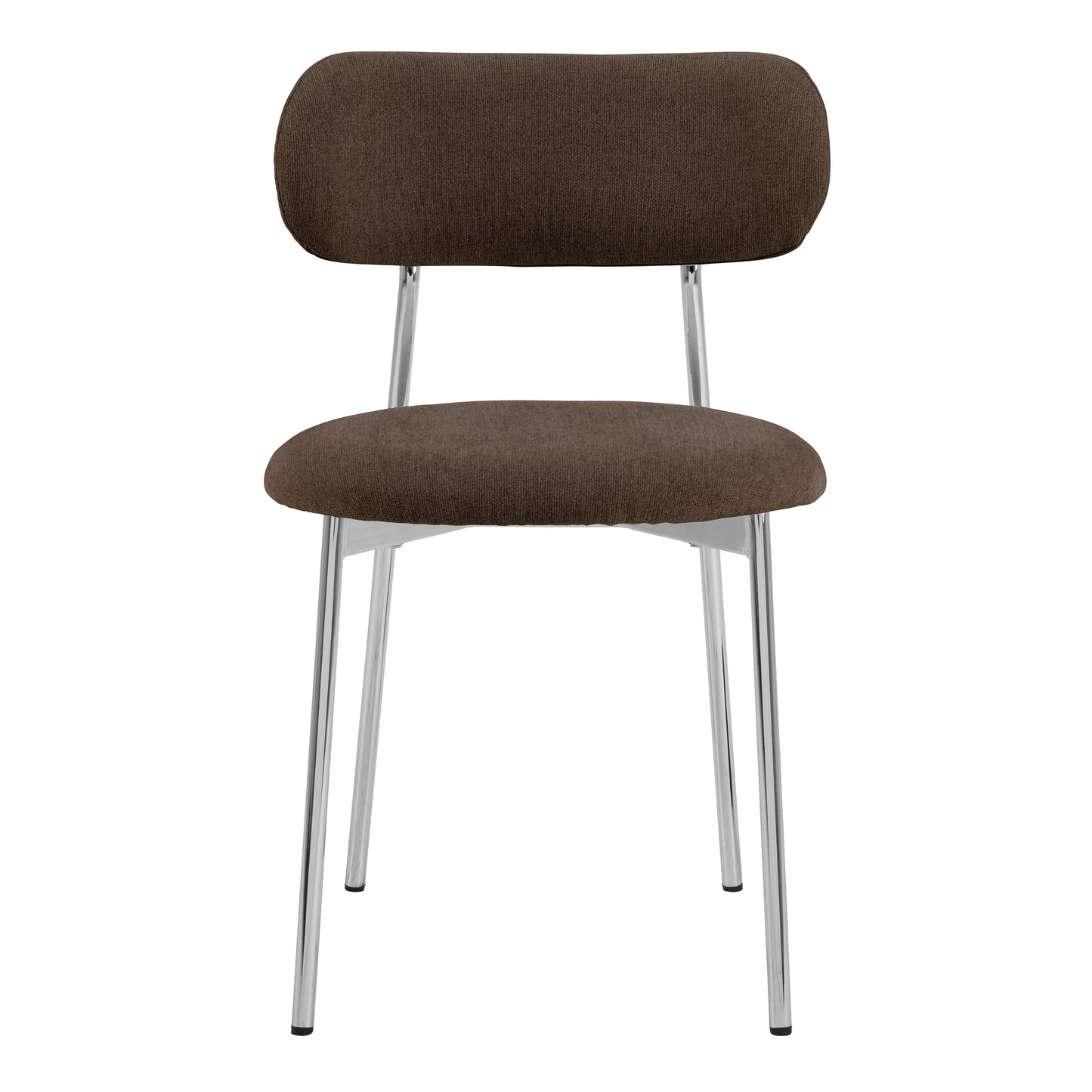 Lyric Dining Chair in Brown Fabric & Chrome Base (Set of 2)