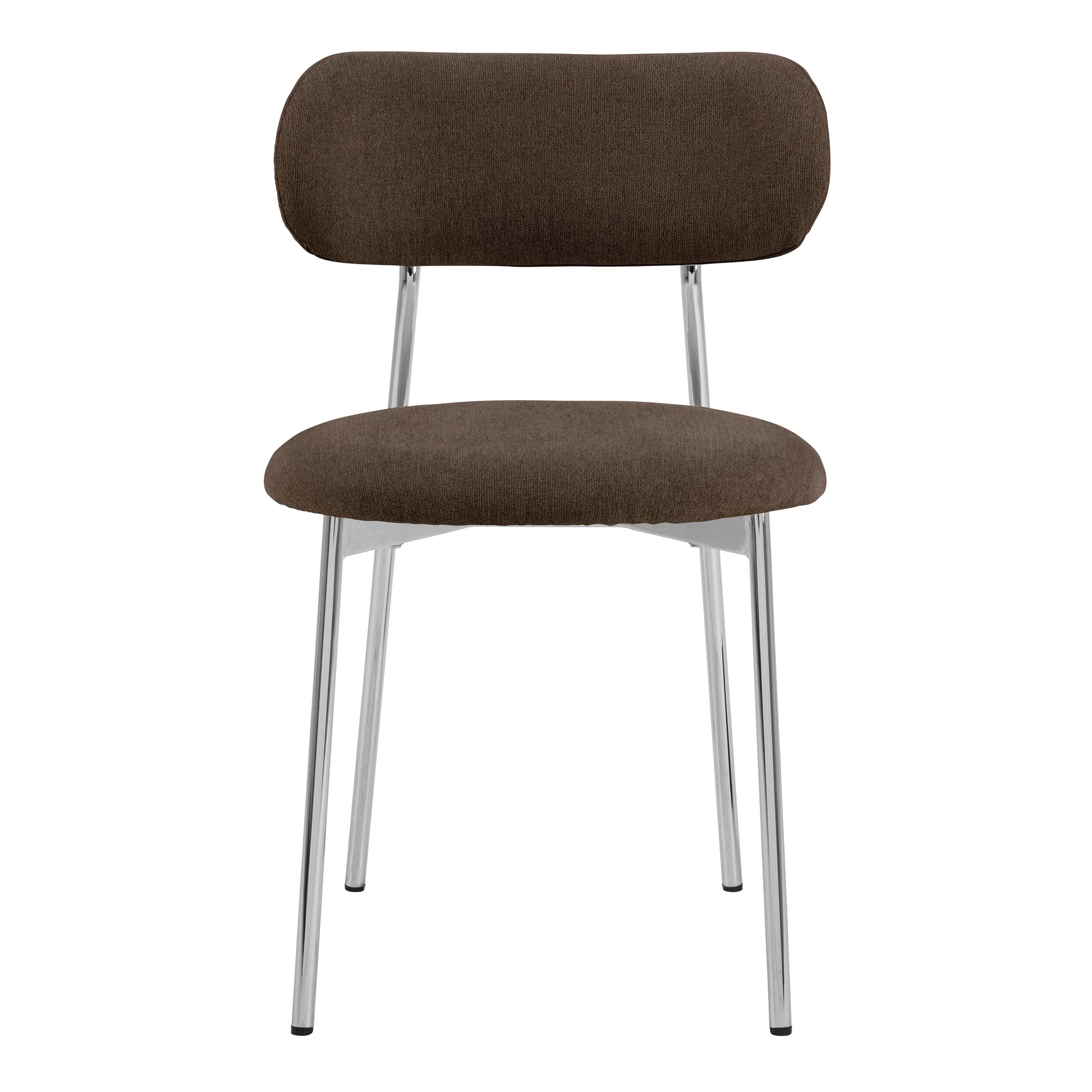 Lyric Dining Chair in Brown Fabric & Chrome Base (Set of 2)