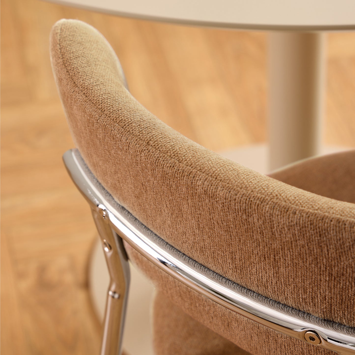 Lyric Dining Chair in Terracotta Fabric & Chrome Base (Set of 2)