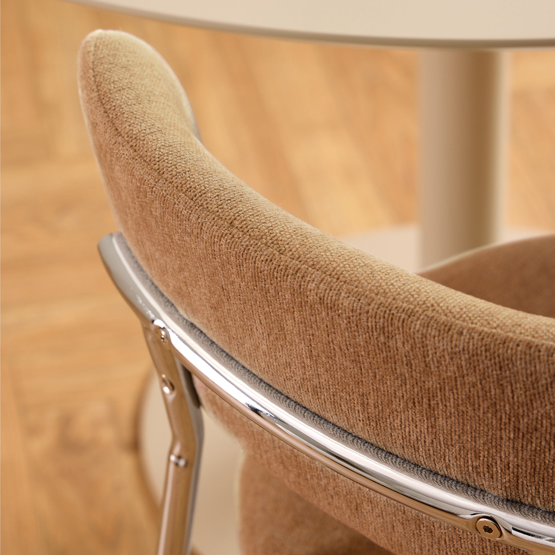 Lyric Dining Chair in Terracotta Fabric & Chrome Base (Set of 2)
