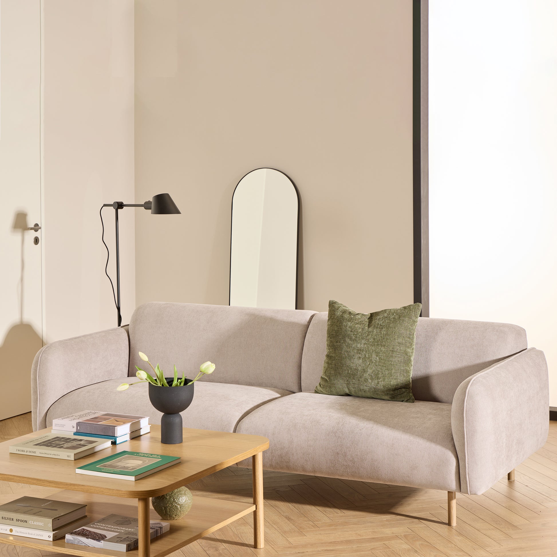 Westham 3 Seater Sofa in Fay Beige Fabric