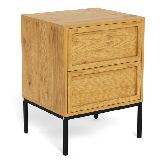 Palmdale Bedside Table with 2 Drawers in Wild Oak