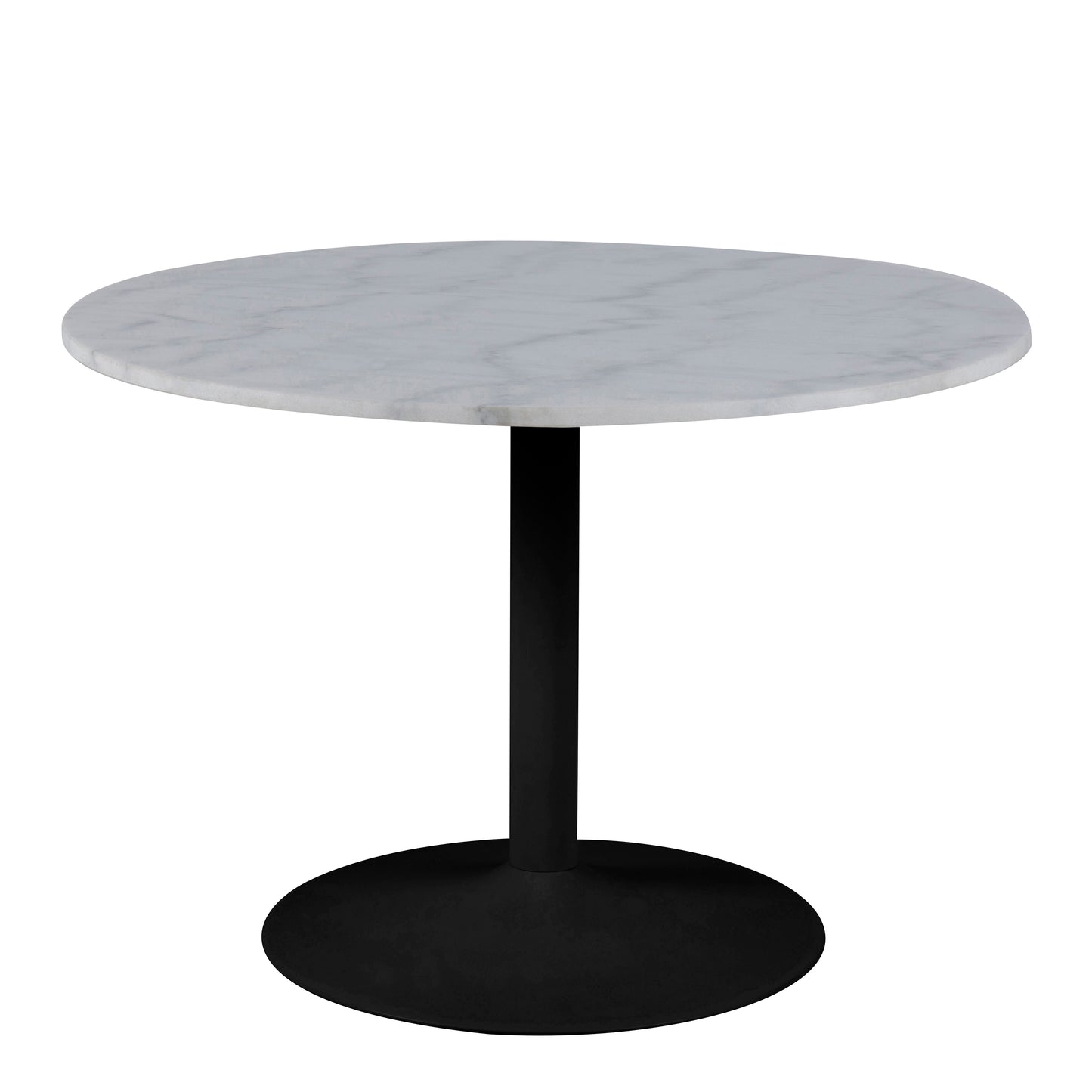 Tarifa Round Dining Table with White Polished Marble Top and Black Base 110cm