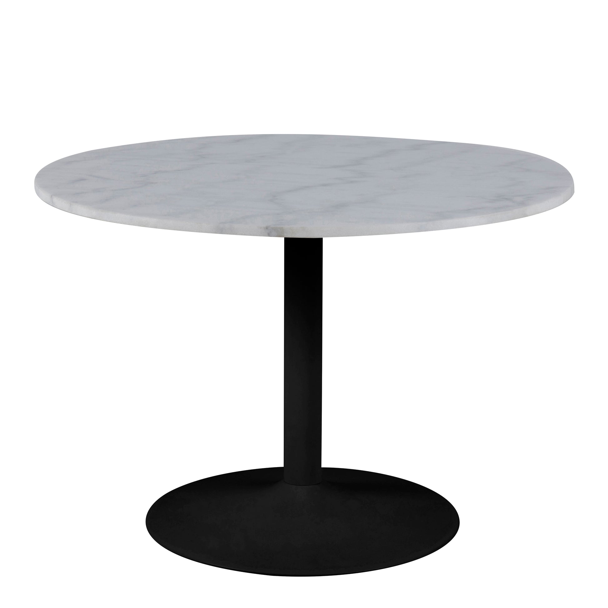 Tarifa Round Dining Table with White Polished Marble Top and Black Base 110cm