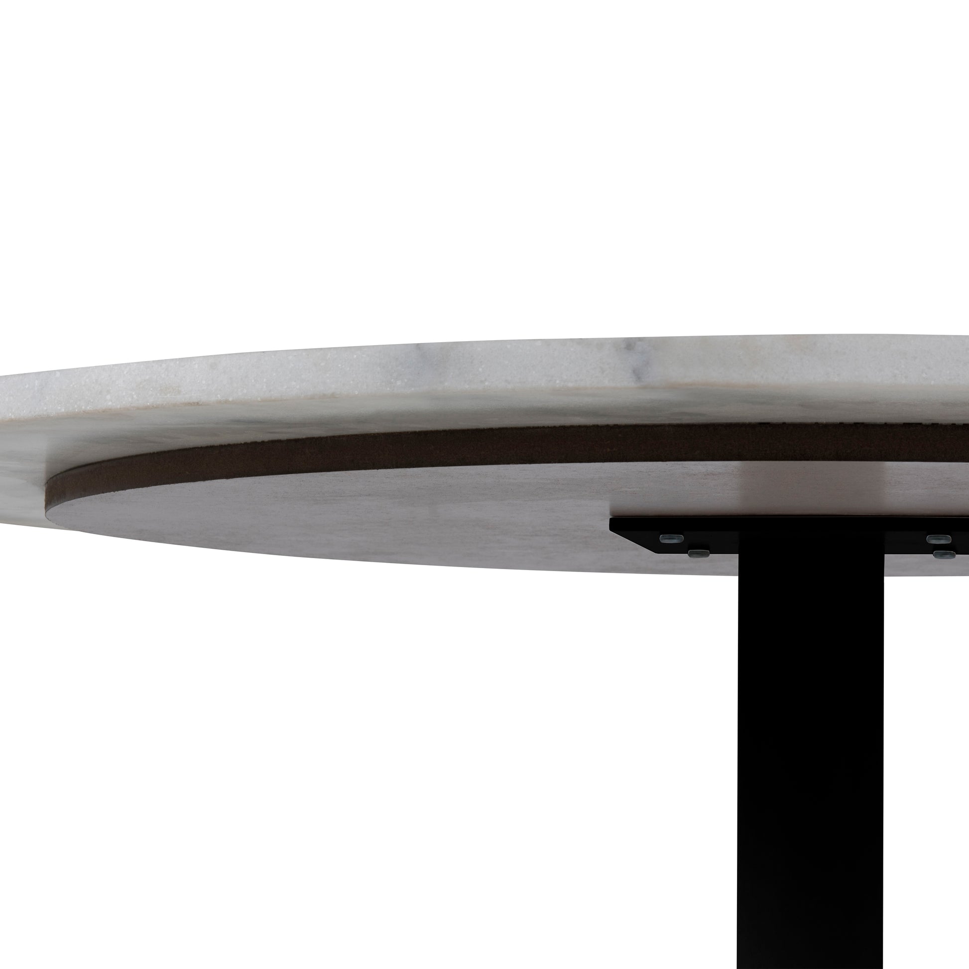 Tarifa Round Dining Table with White Polished Marble Top and Black Base 110cm