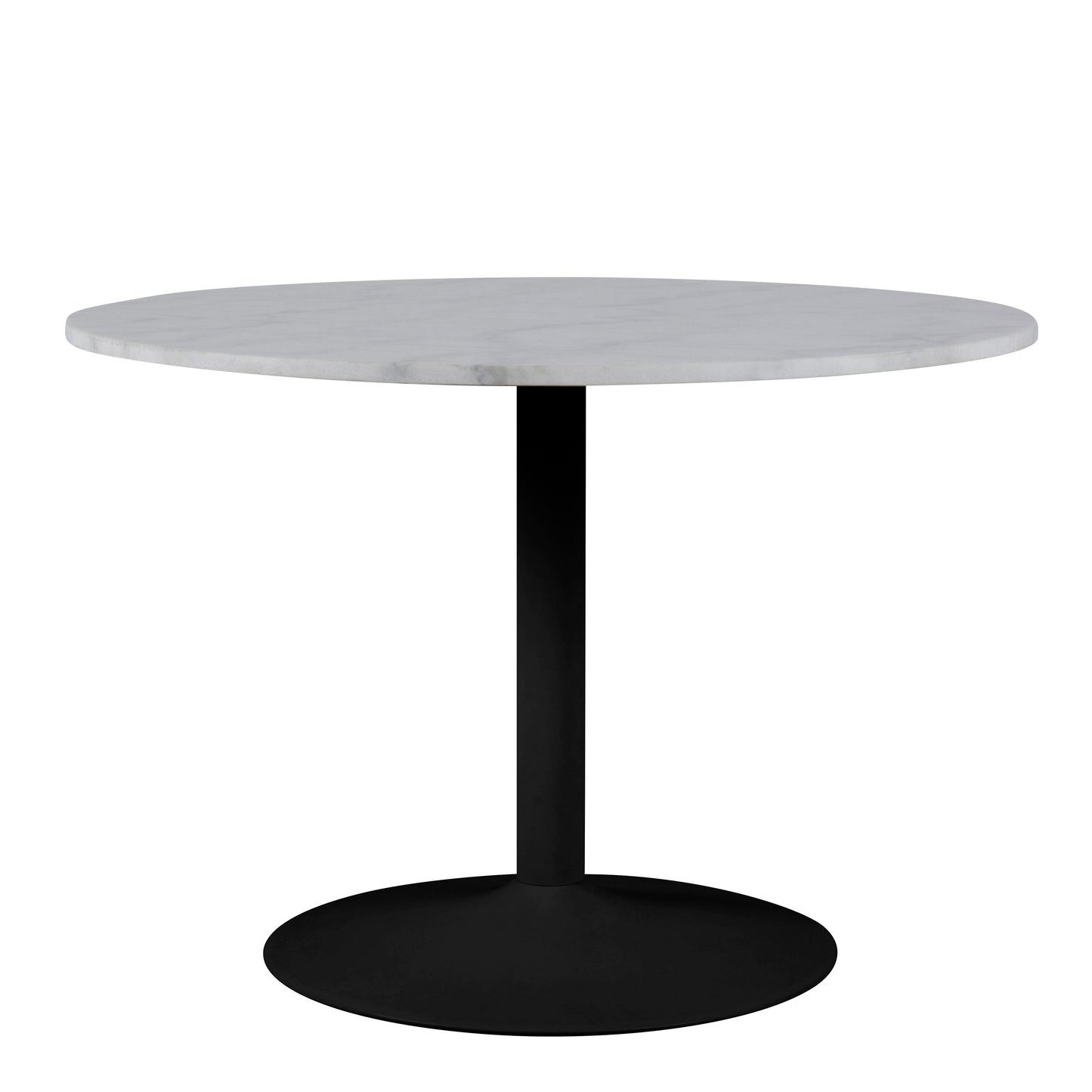 Tarifa Round Dining Table with White Polished Marble Top and Black Base 110cm