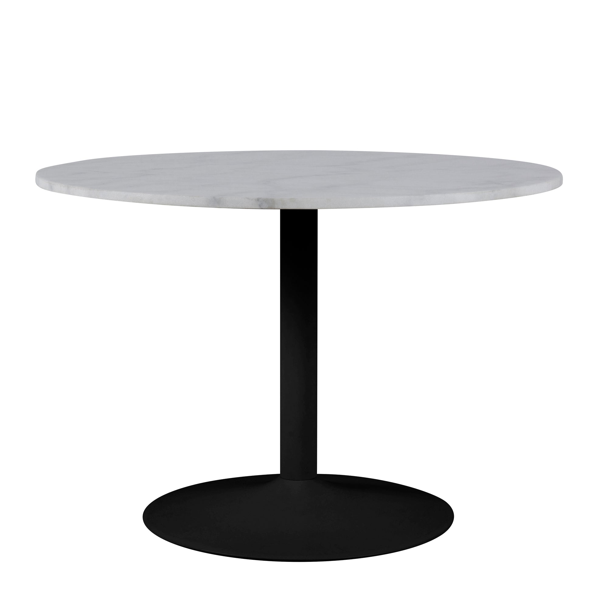 Tarifa Round Dining Table with White Polished Marble Top and Black Base 110cm