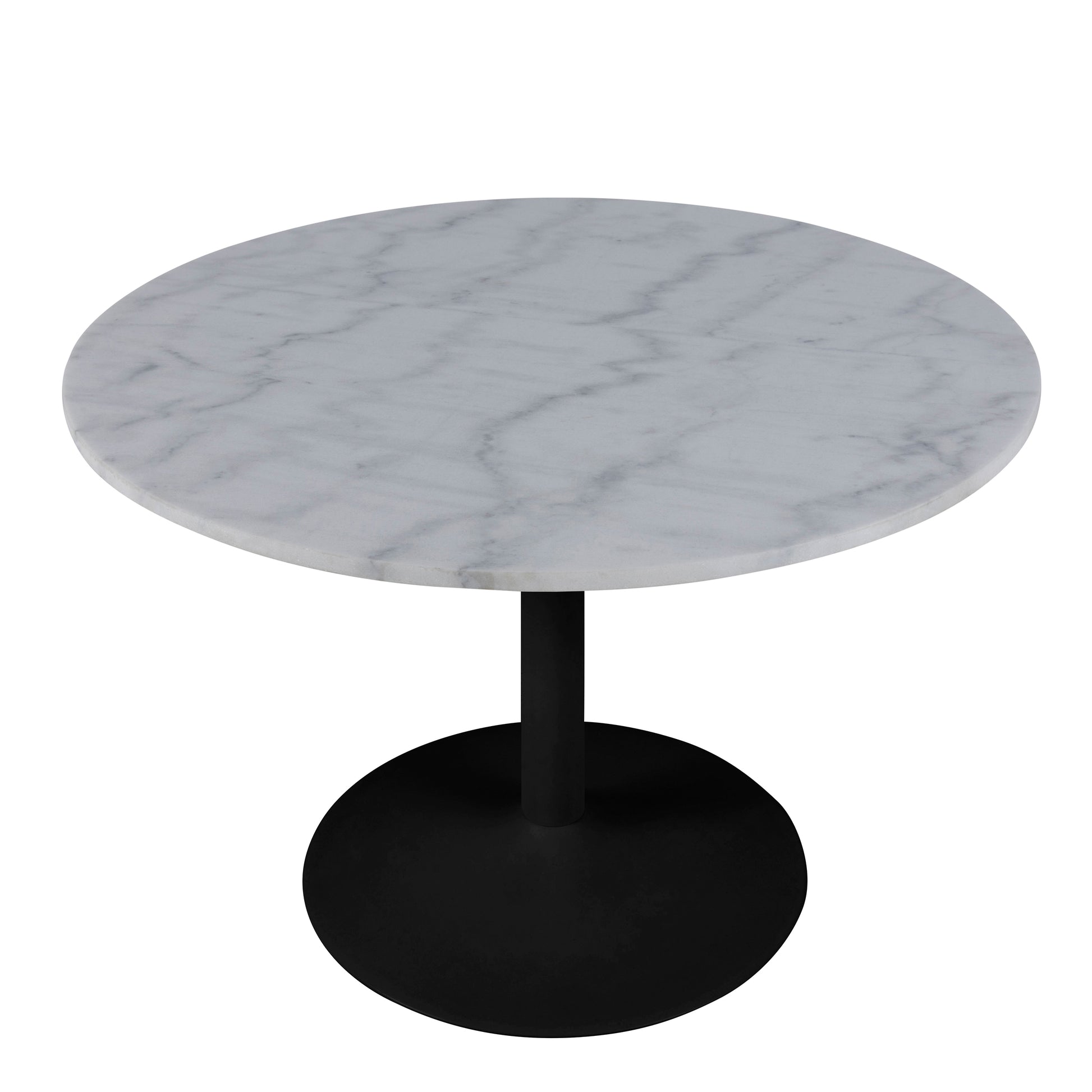 Tarifa Round Dining Table with White Polished Marble Top and Black Base 110cm