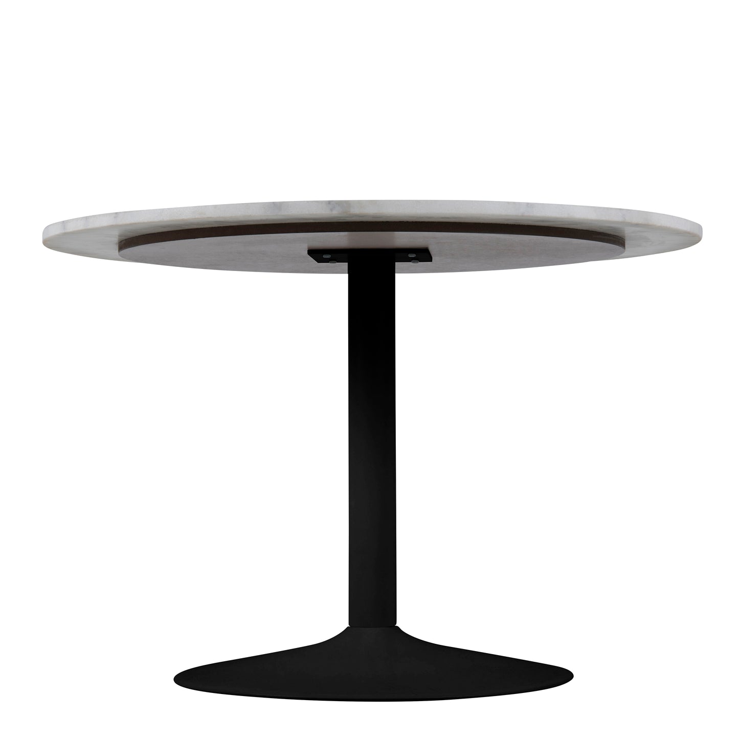 Tarifa Round Dining Table with White Polished Marble Top and Black Base 110cm