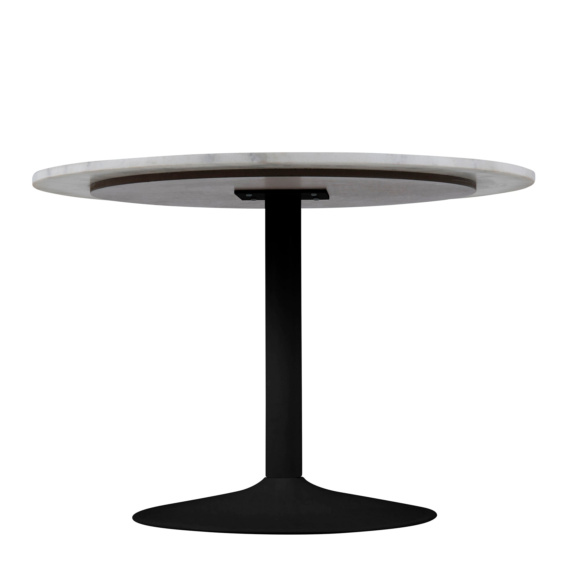 Tarifa Round Dining Table with White Polished Marble Top and Black Base 110cm