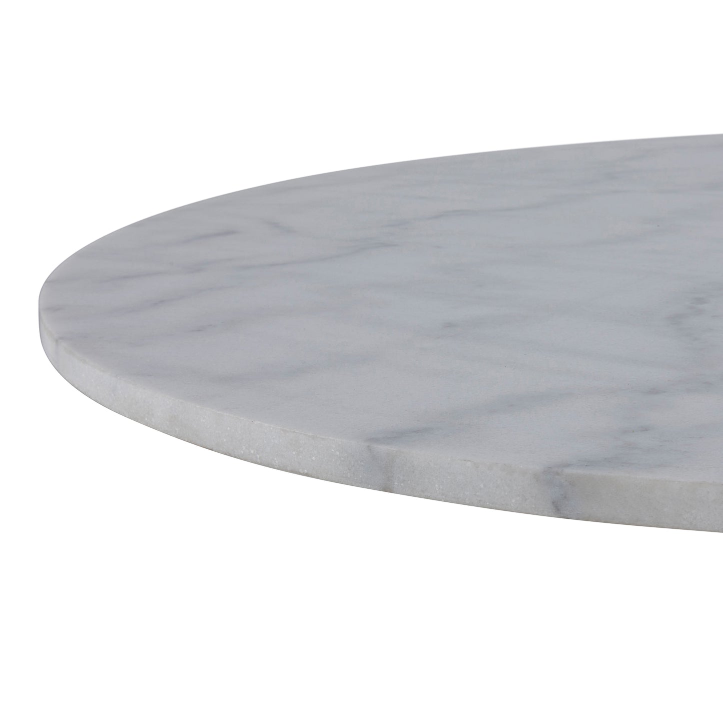 Tarifa Round Dining Table with White Polished Marble Top and Black Base 110cm