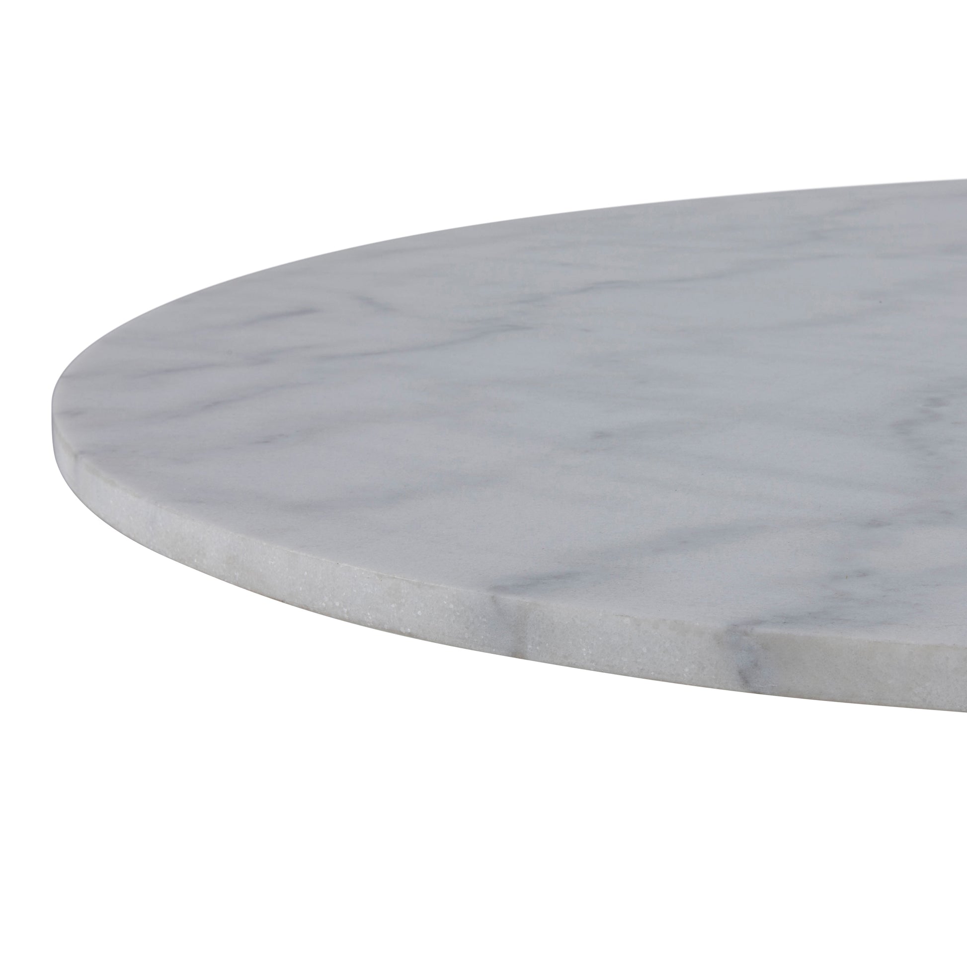 Tarifa Round Dining Table with White Polished Marble Top and Black Base 110cm