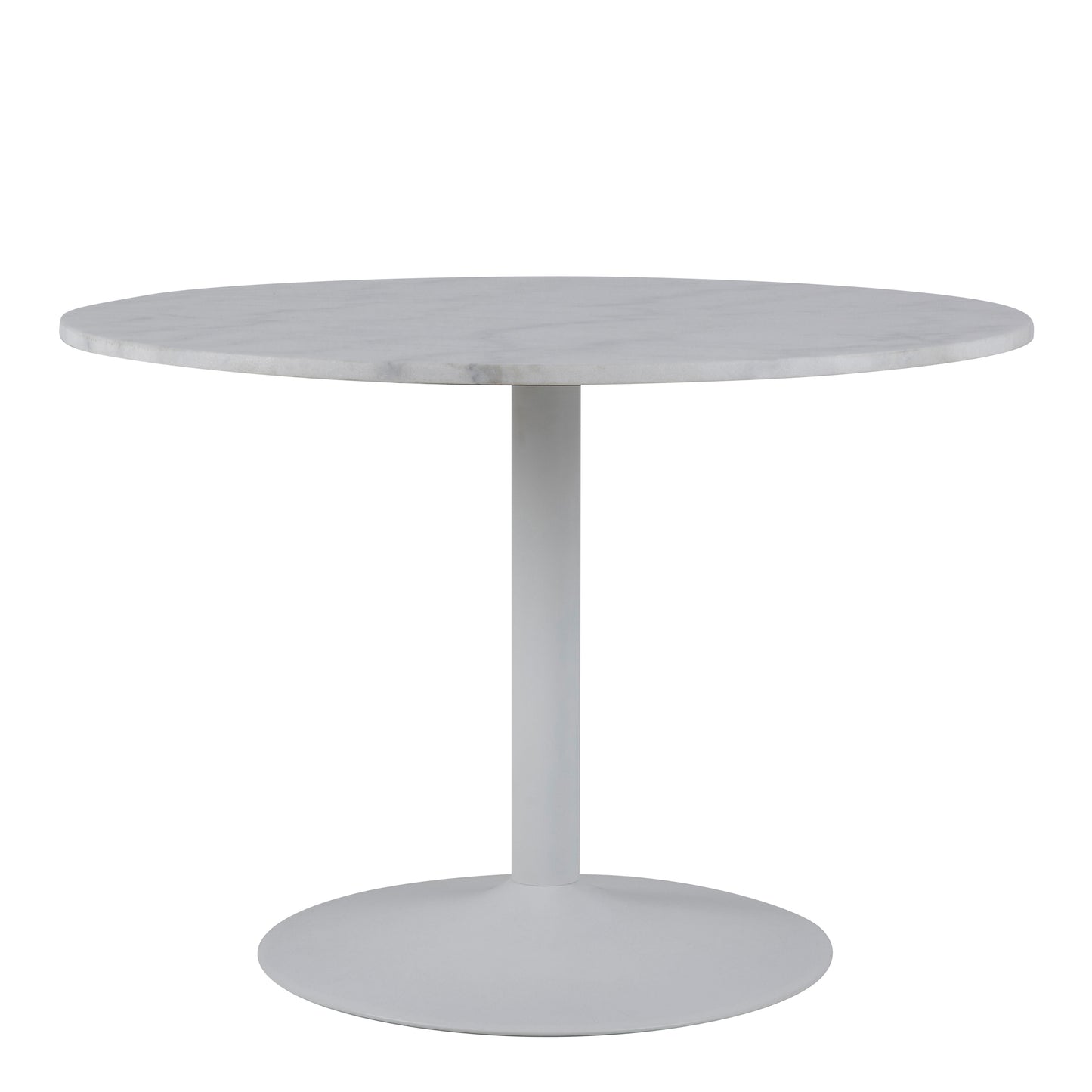 Tarifa Round Dining Table with White Polished Marble Top and White Base 110cm