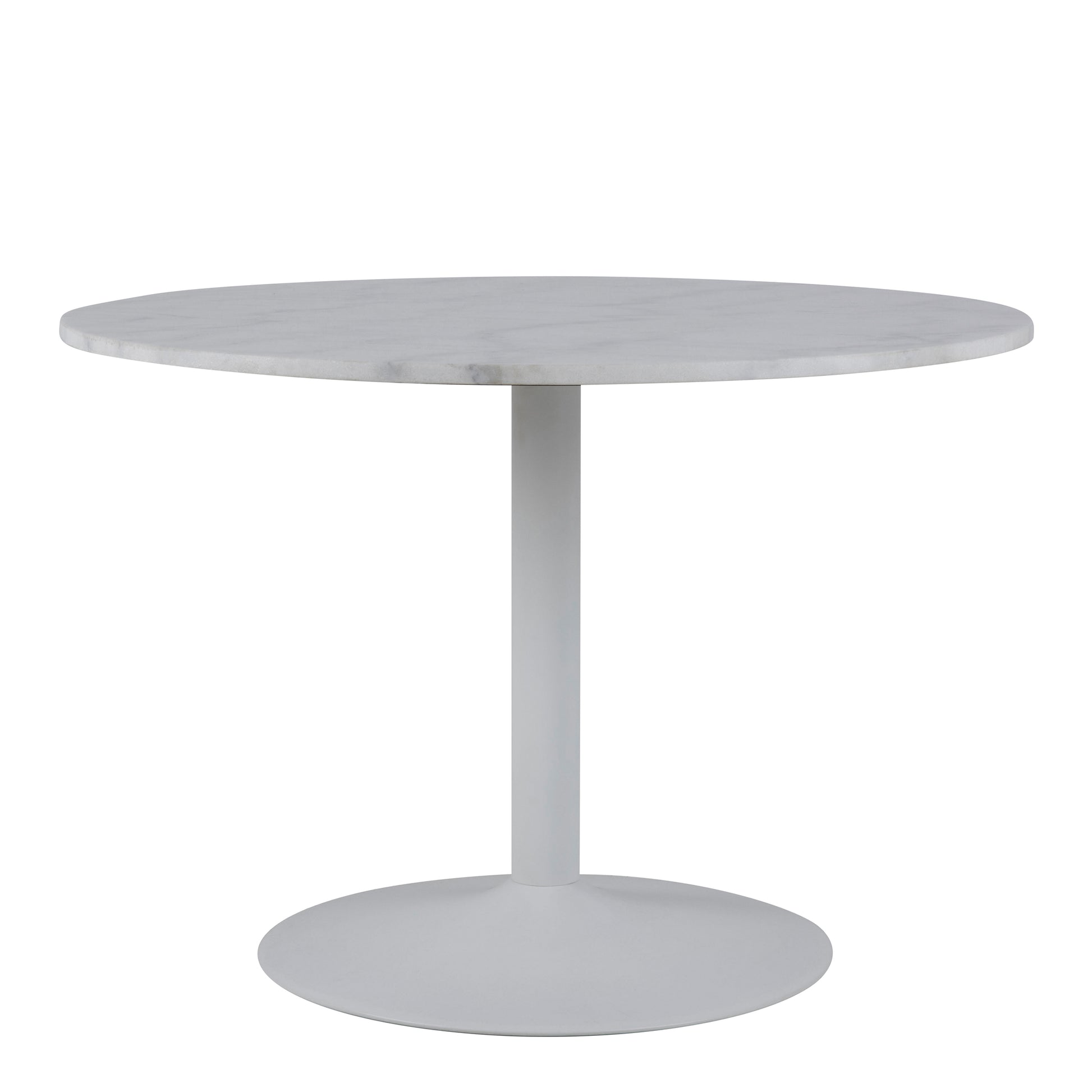 Tarifa Round Dining Table with White Polished Marble Top and White Base 110cm