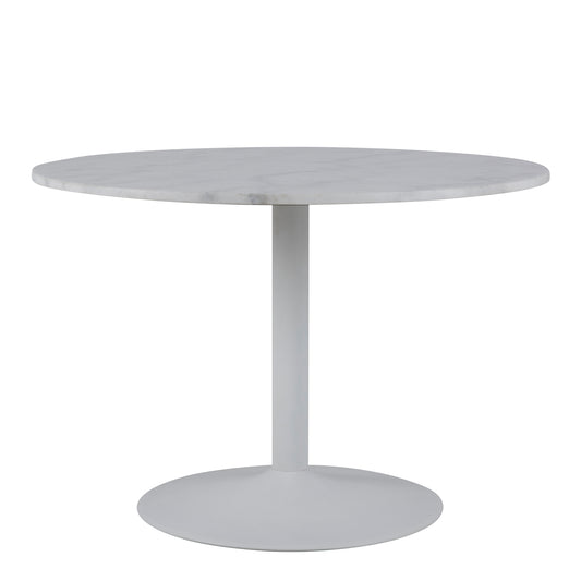 Tarifa Round Dining Table with White Polished Marble Top and White Base 110cm