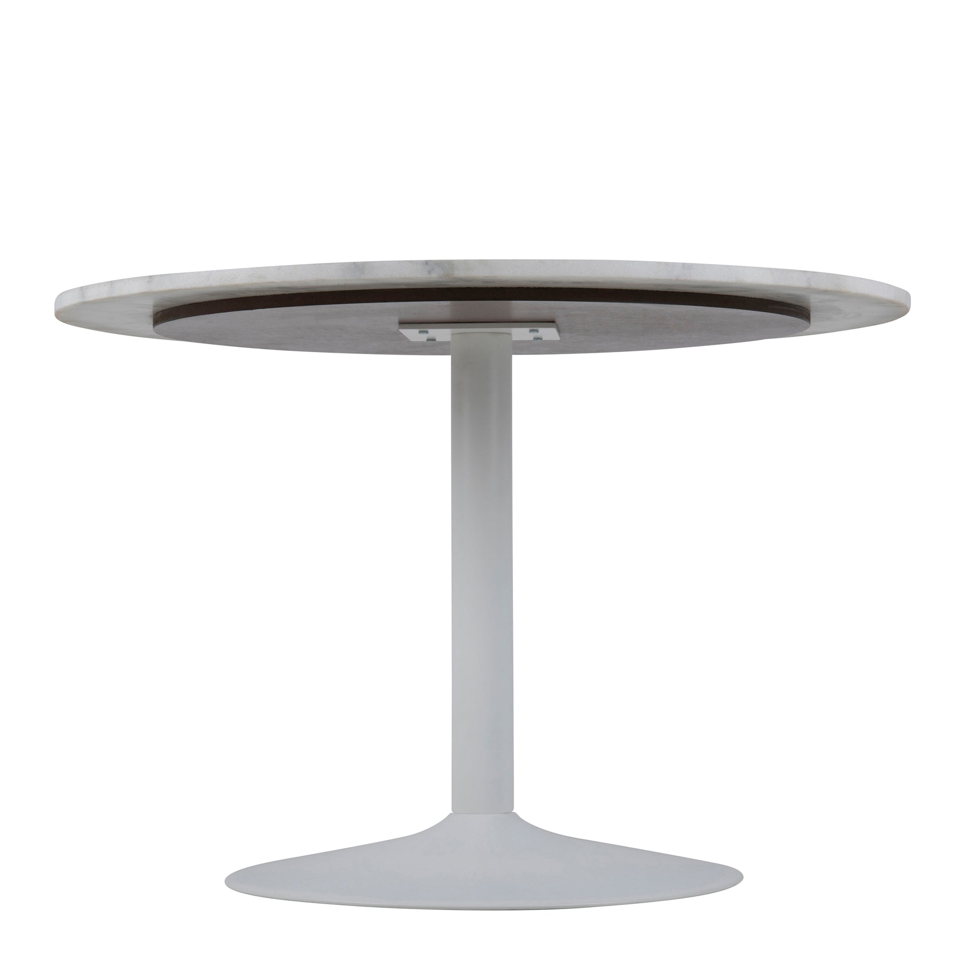 Tarifa Round Dining Table with White Polished Marble Top and White Base 110cm