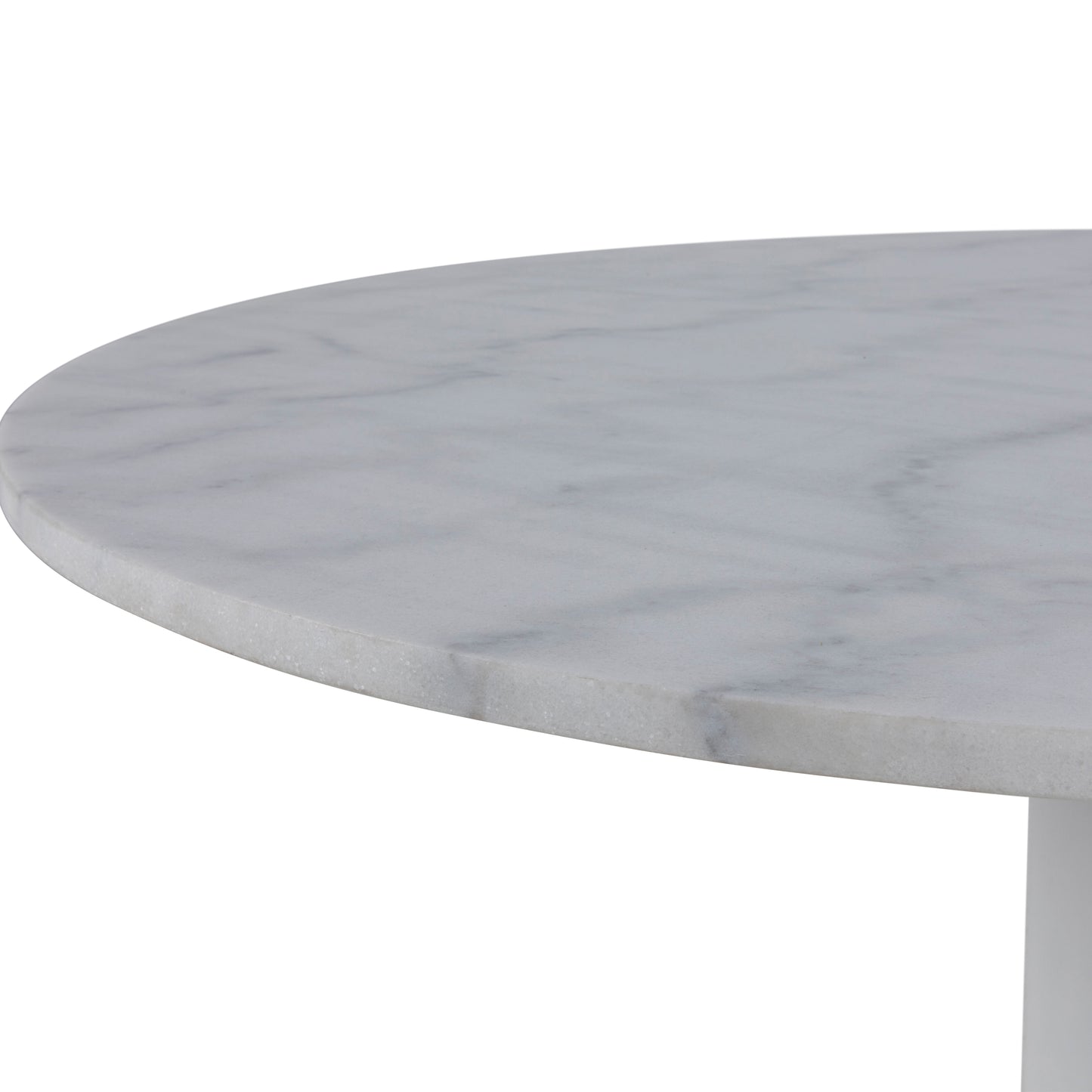 Tarifa Round Dining Table with White Polished Marble Top and White Base 110cm