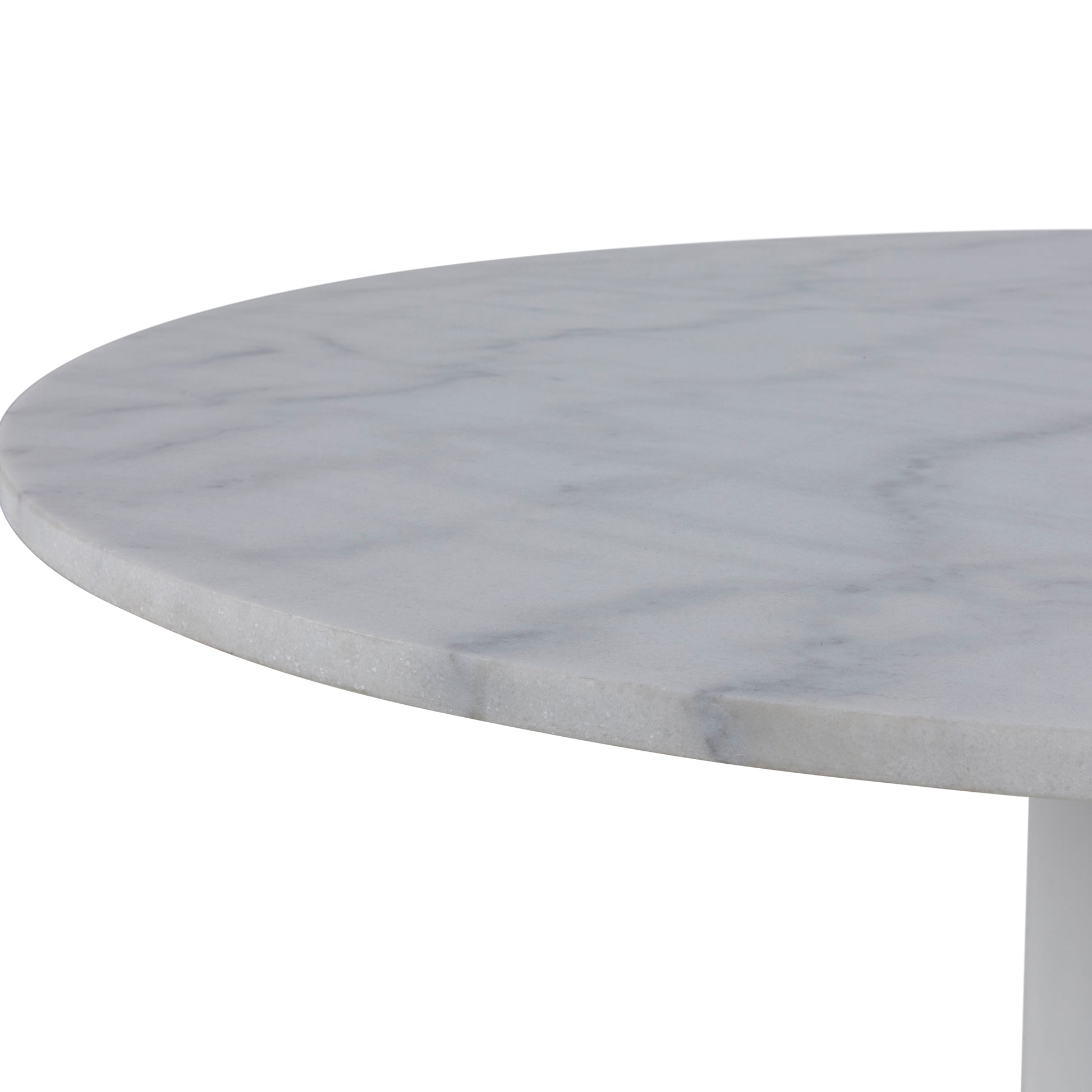 Tarifa Round Dining Table with White Polished Marble Top and White Base 110cm