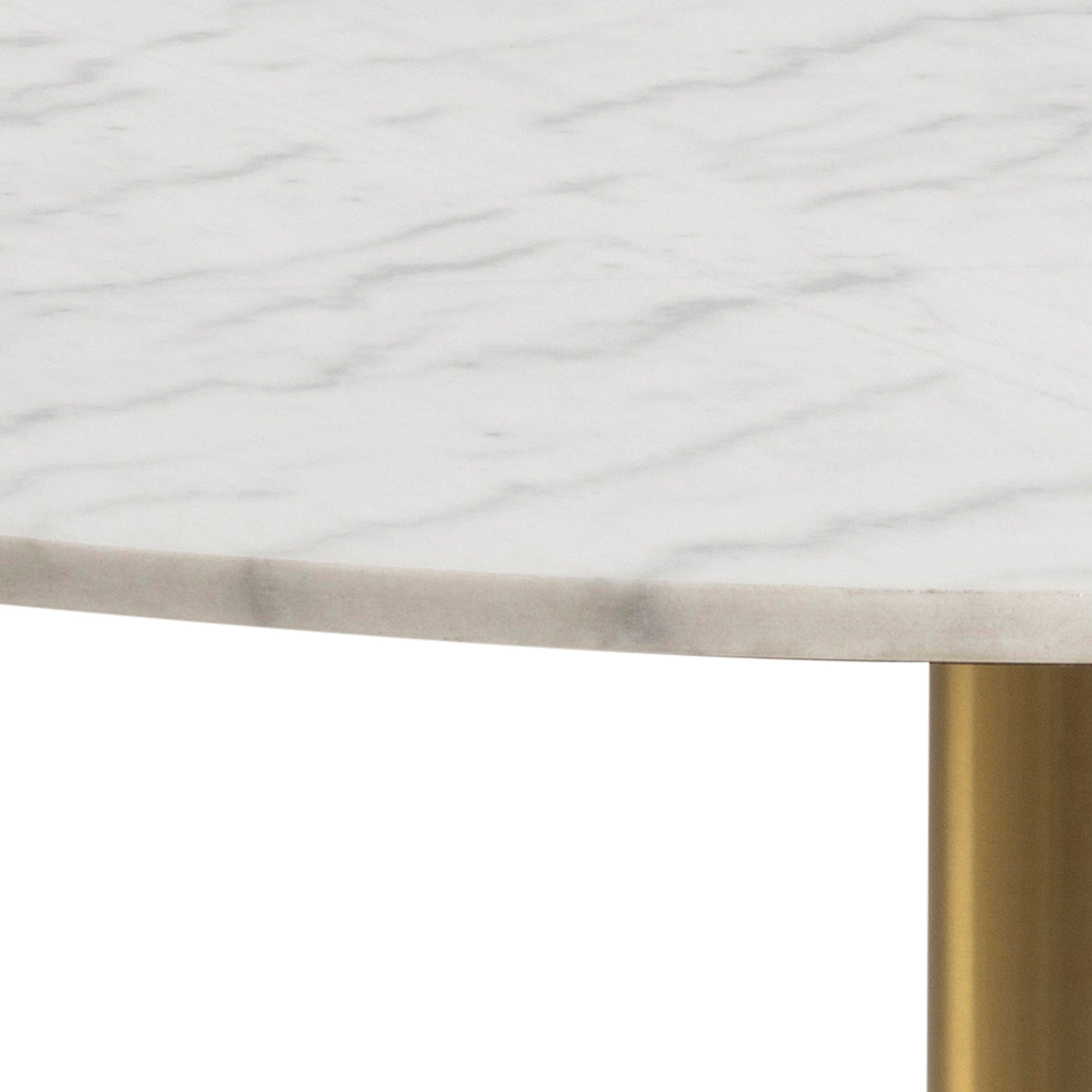 Corby Round Dining Table with White Polished Marble Top & Gold Base inc 4 Batilda Dining Chairs in Dark Grey