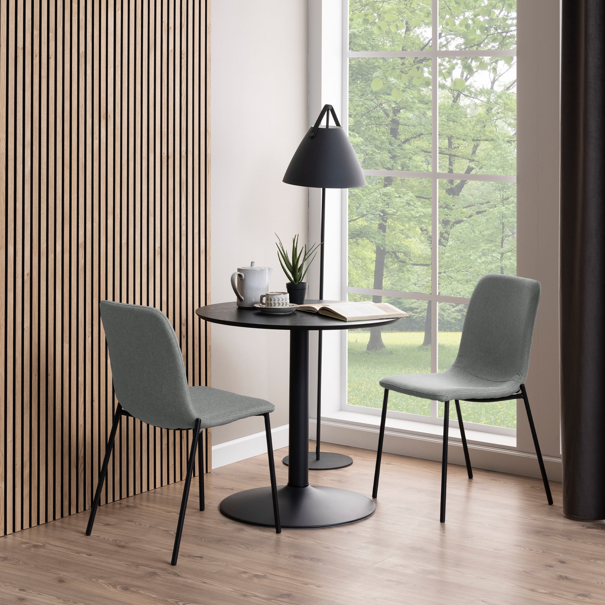 Ibiza Small Round Caf� Table with Black Ash Top and Matt Black Base