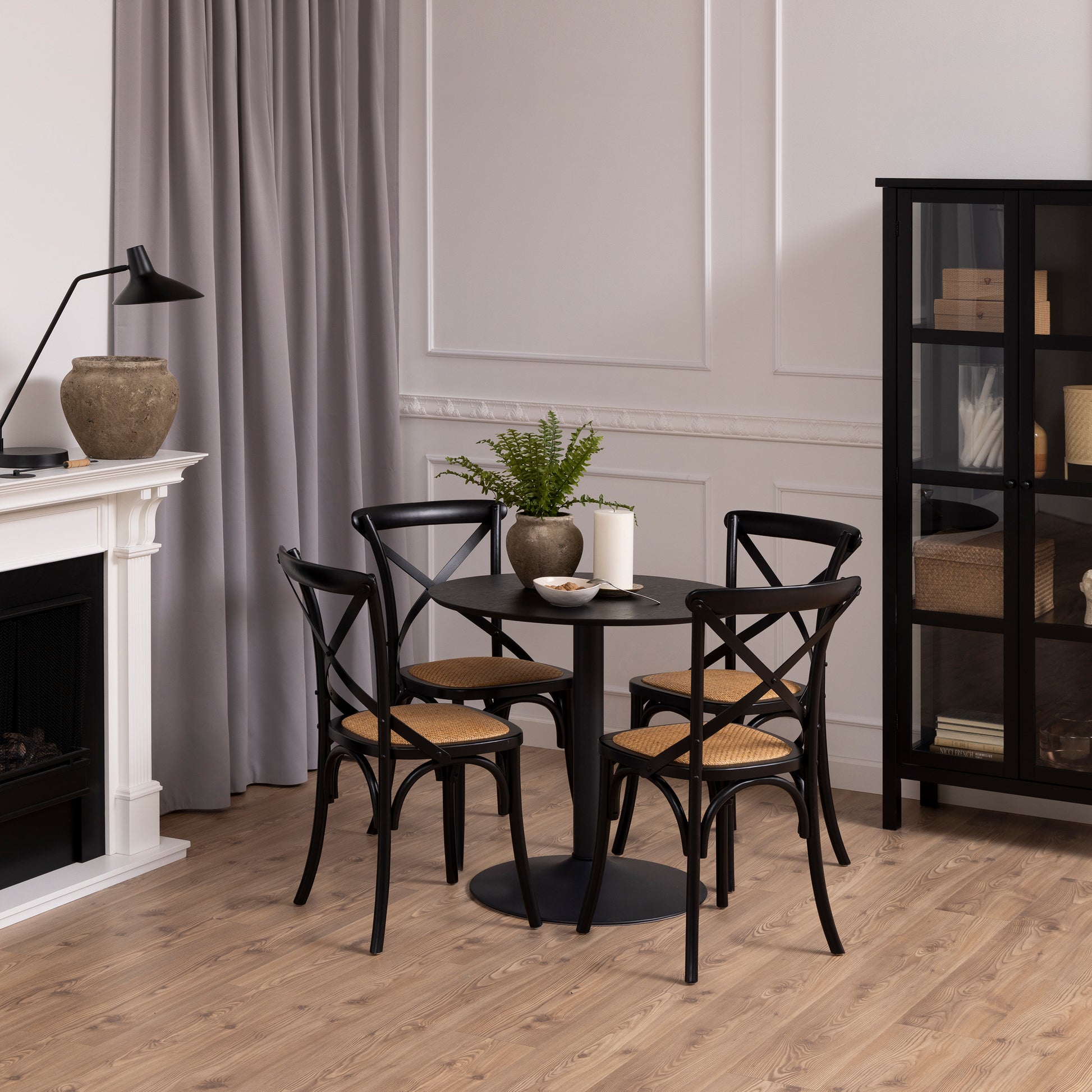 Ibiza Small Round Caf� Table with Black Ash Top and Matt Black Base