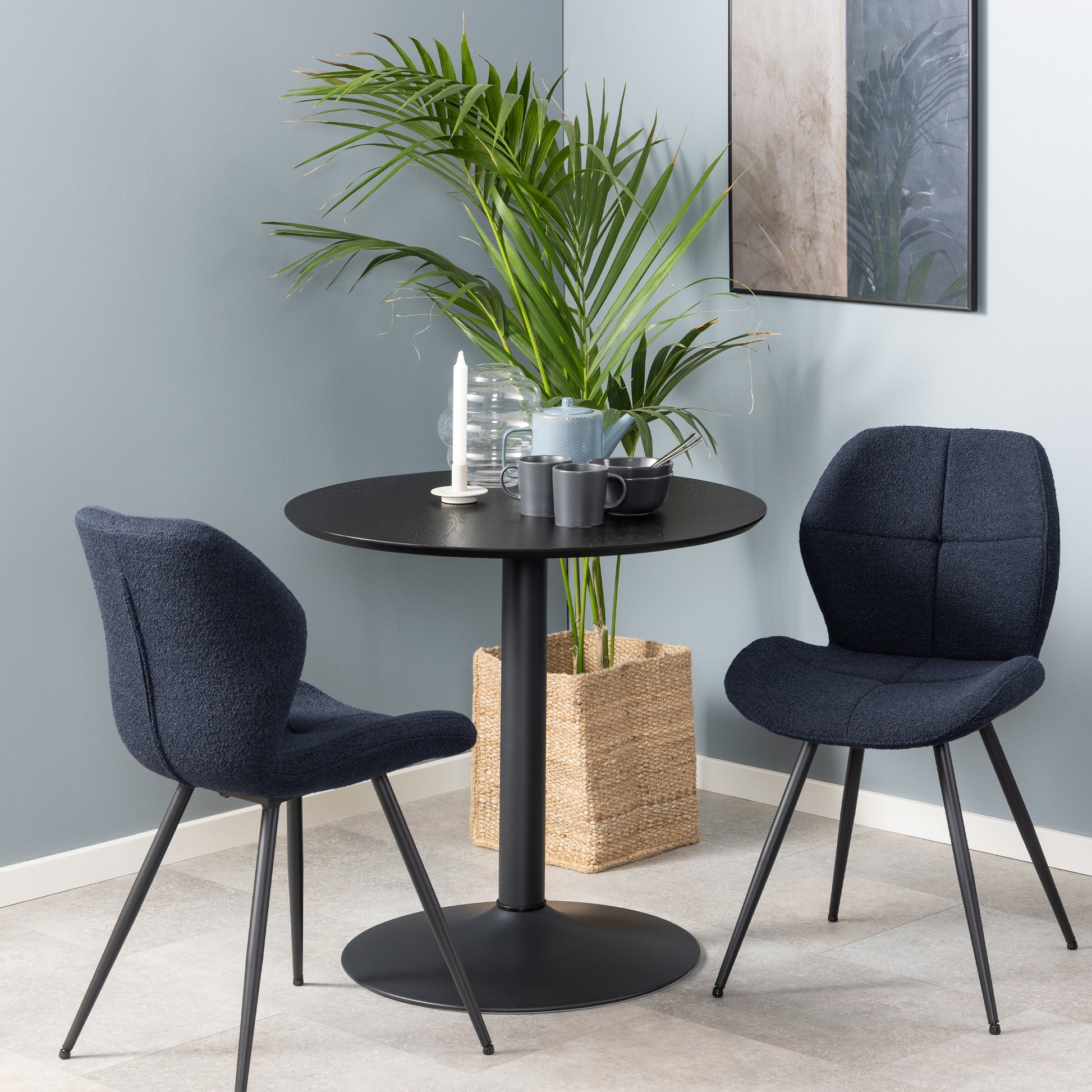 Ibiza Small Round Caf� Table with Black Ash Top and Matt Black Base