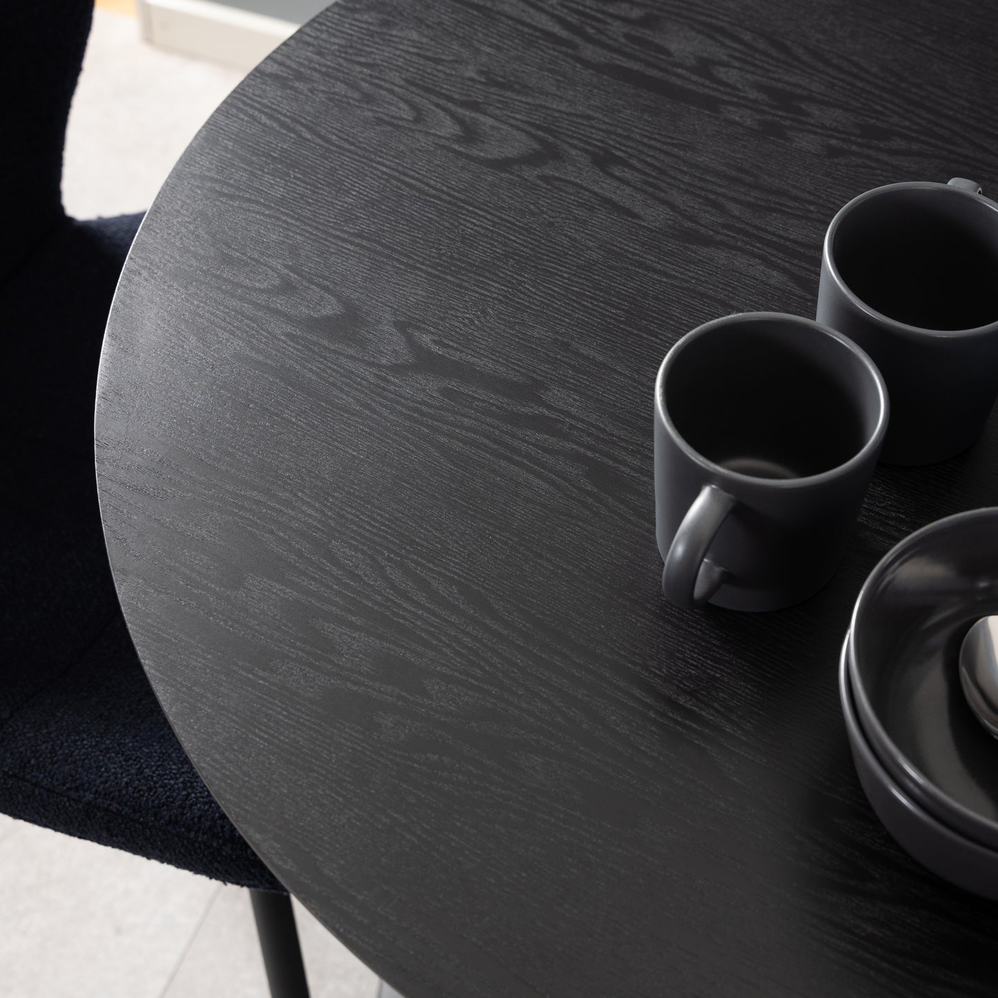 Ibiza Small Round Caf� Table with Black Ash Top and Matt Black Base