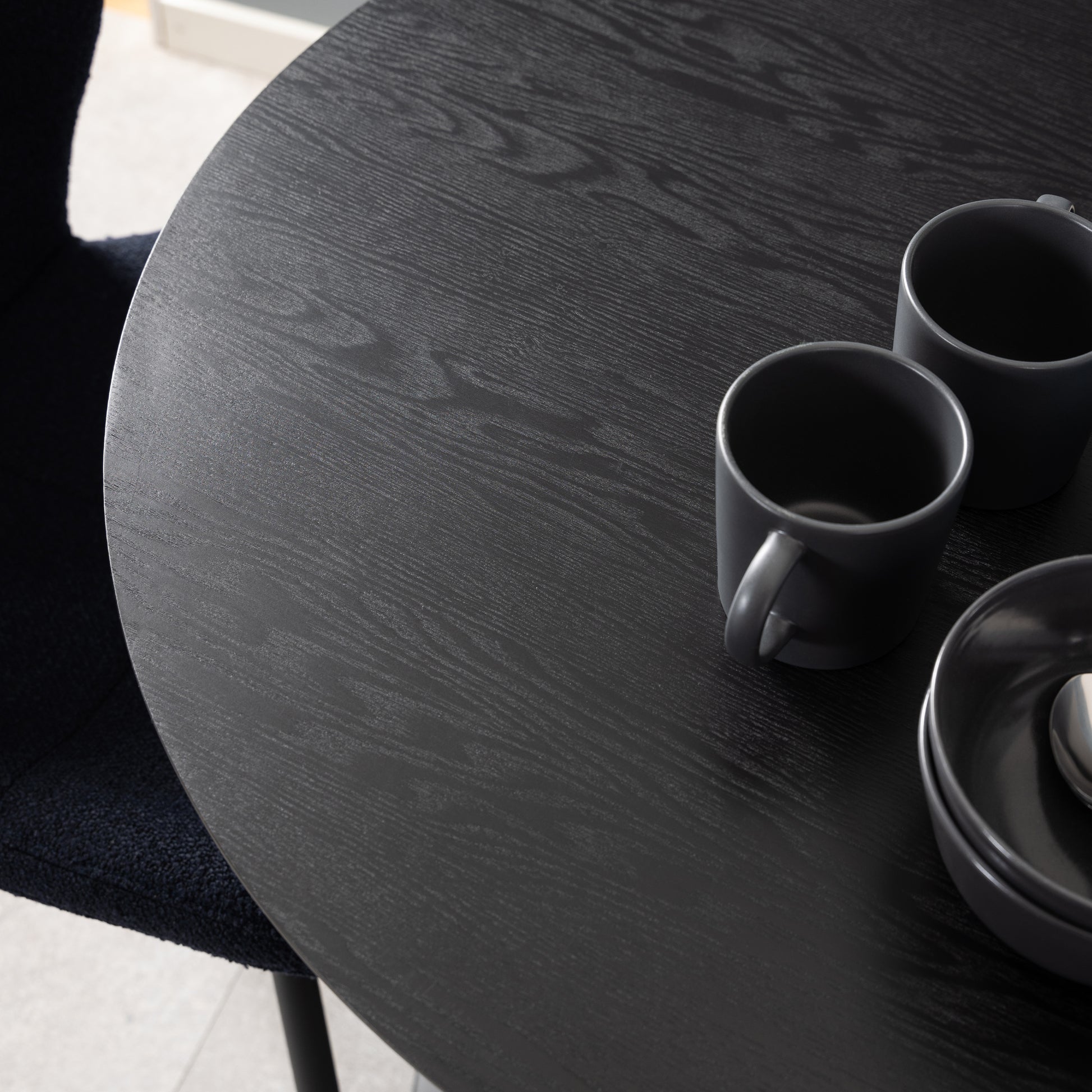 Ibiza Small Round Caf� Table with Black Ash Top and Matt Black Base