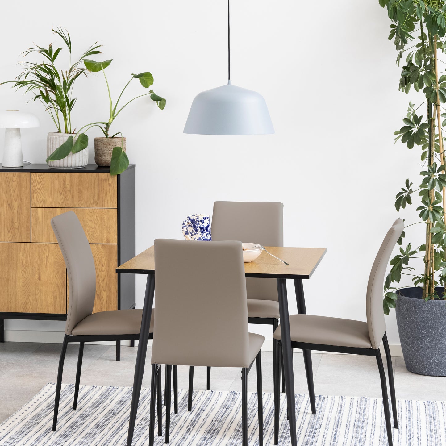 Wilma Small Dining Table in Oak & Black Legs 80x80cm