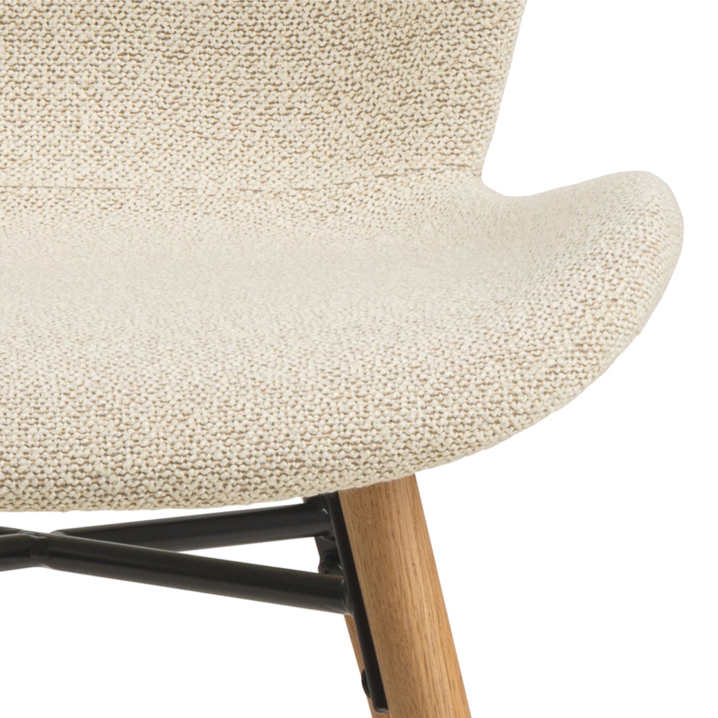 Corby Round Dining Table with White Polished Marble Top & Black Base includes 4 Batilda Dining Chairs in Cream/Oak