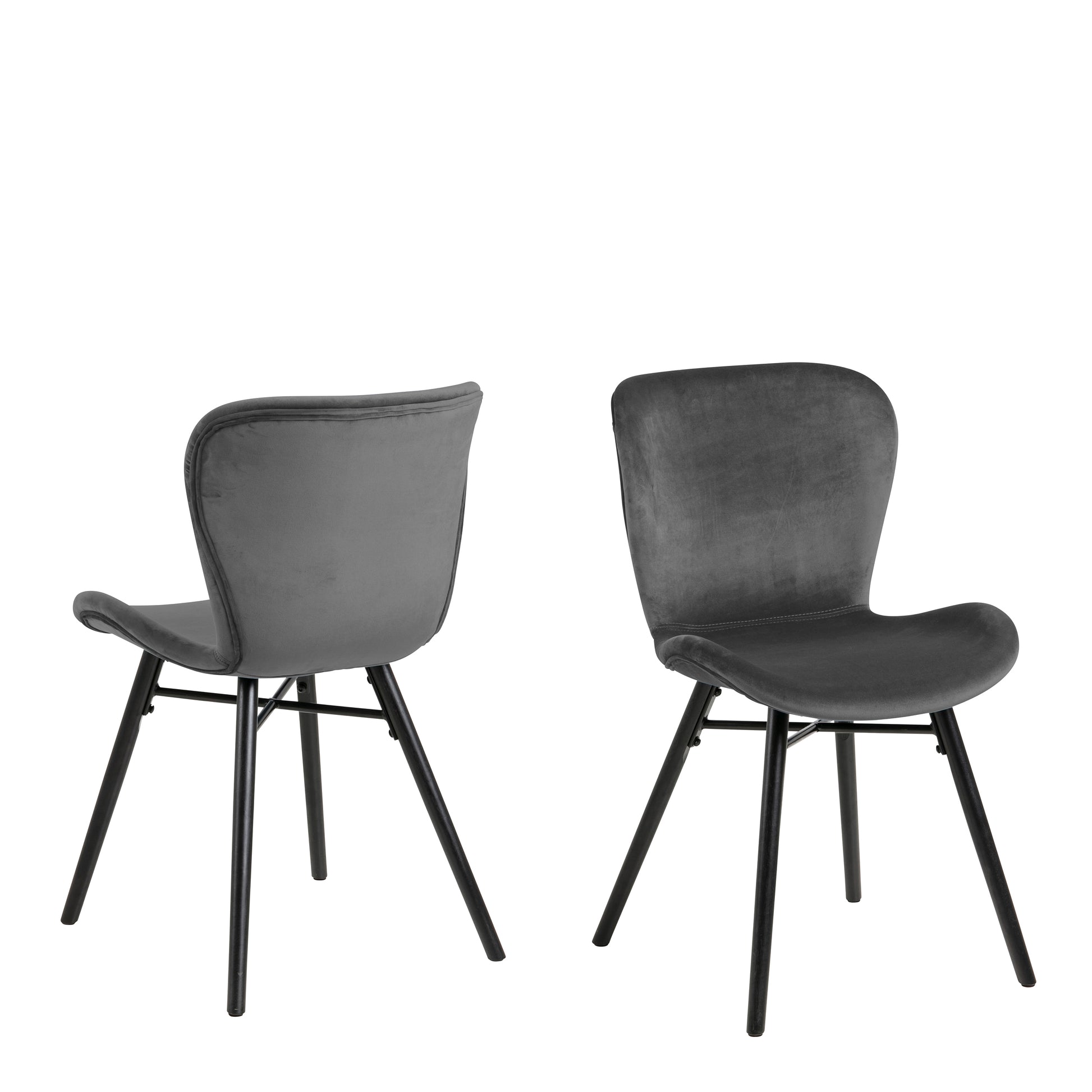 Corby Round Dining Table with White Polished Marble Top & Black Base includes 4 Batilda Dining Chairs in Dark Grey