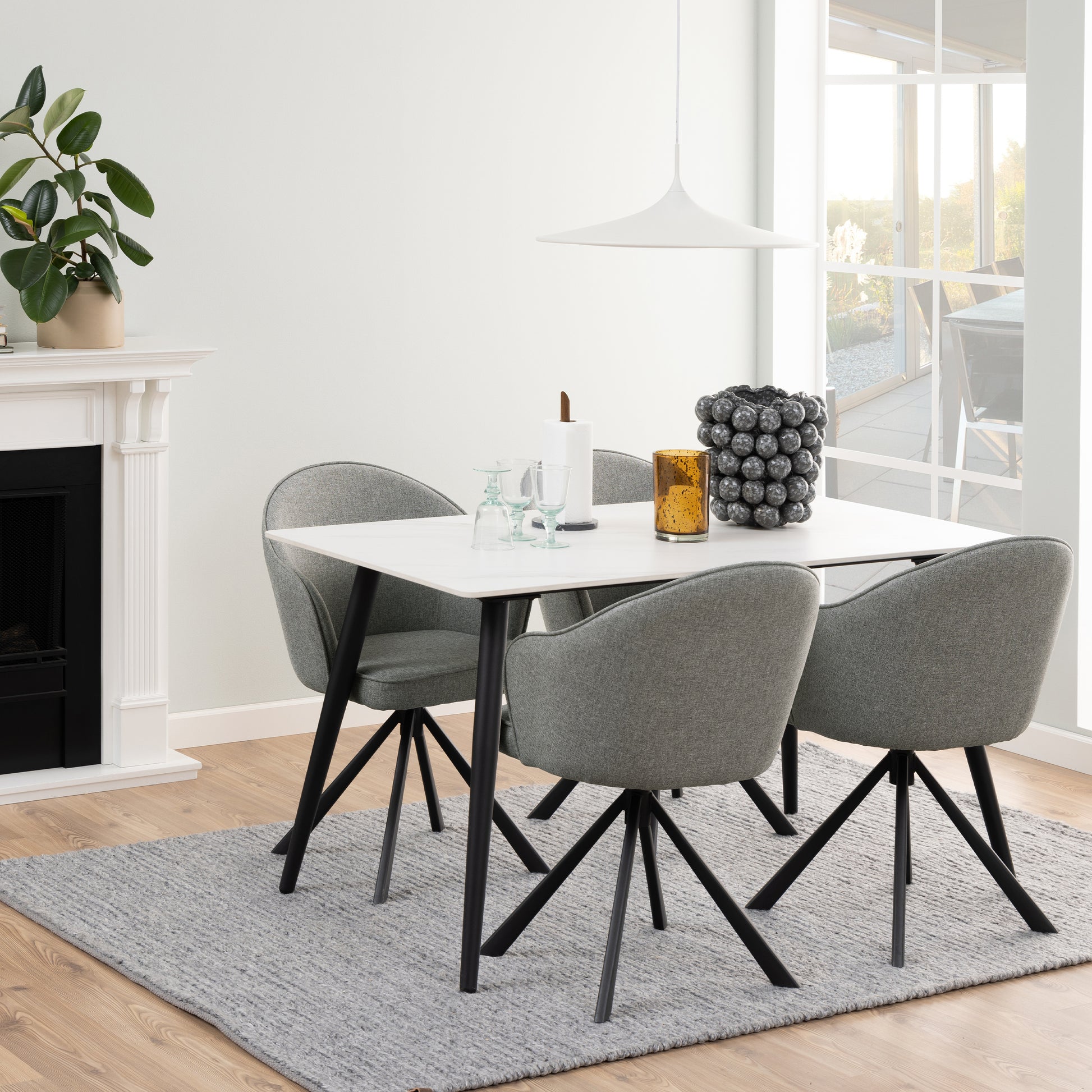 Wicklow Ceramic Dining Table in White 140x80cm
