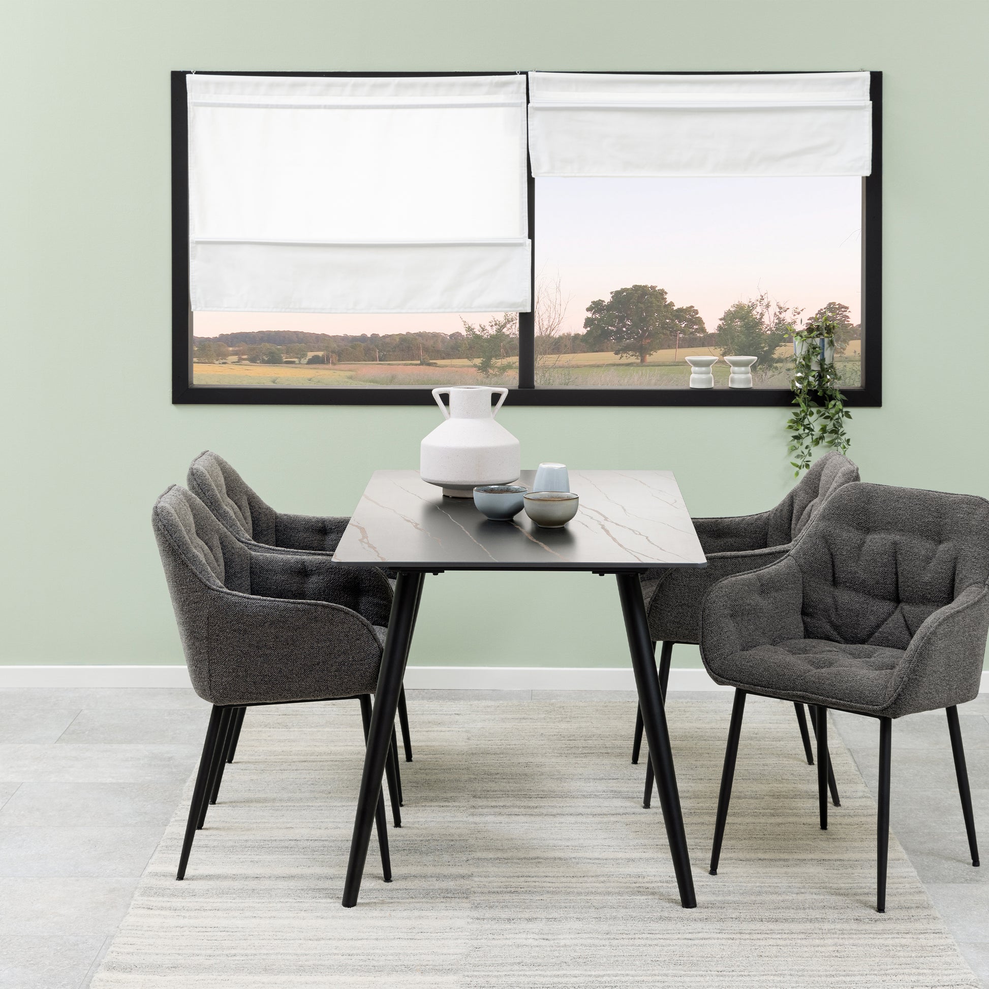 Wicklow Ceramic Dining Table in Black 140x80cm