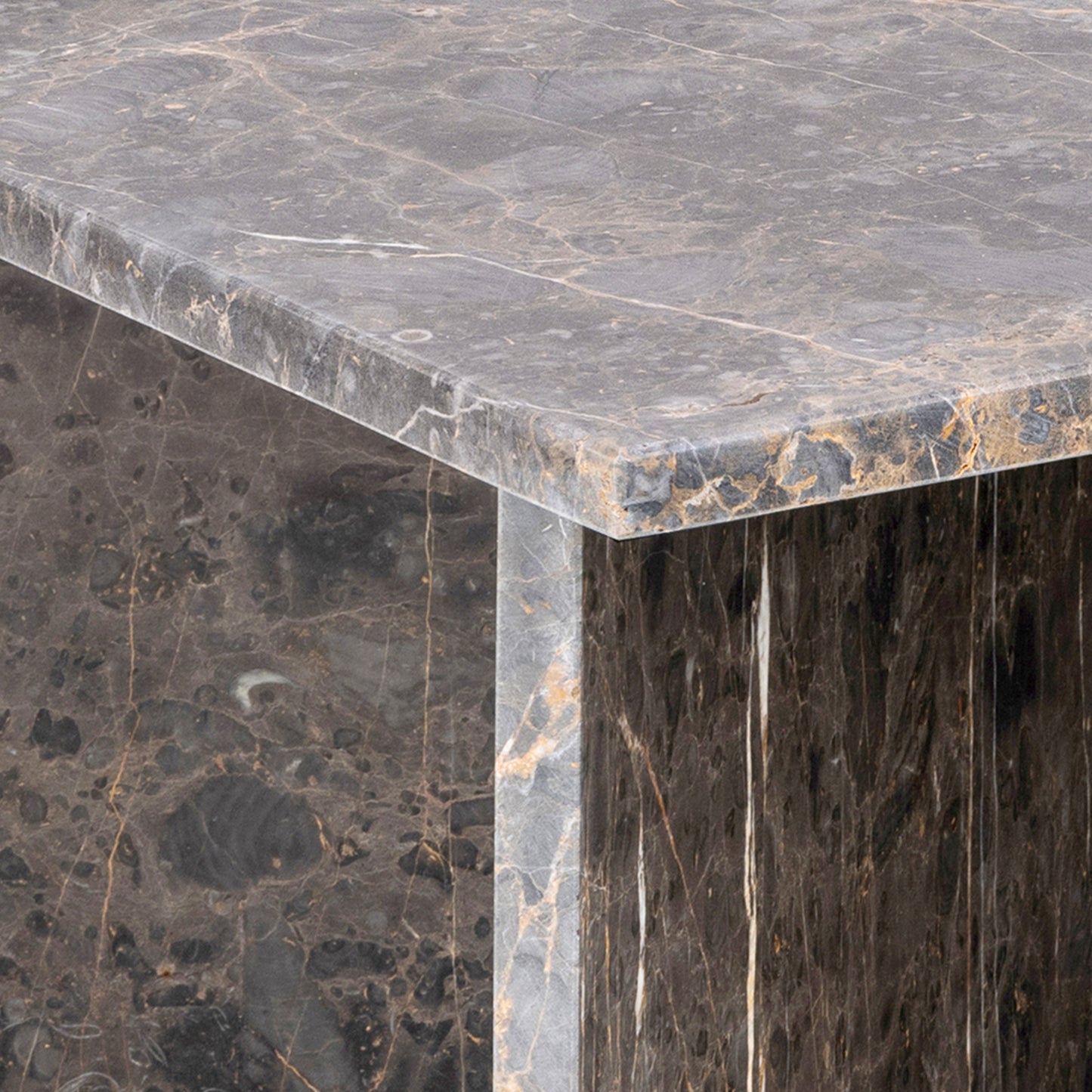 Vega Square Coffee Table with Marron Marble Top 90cm