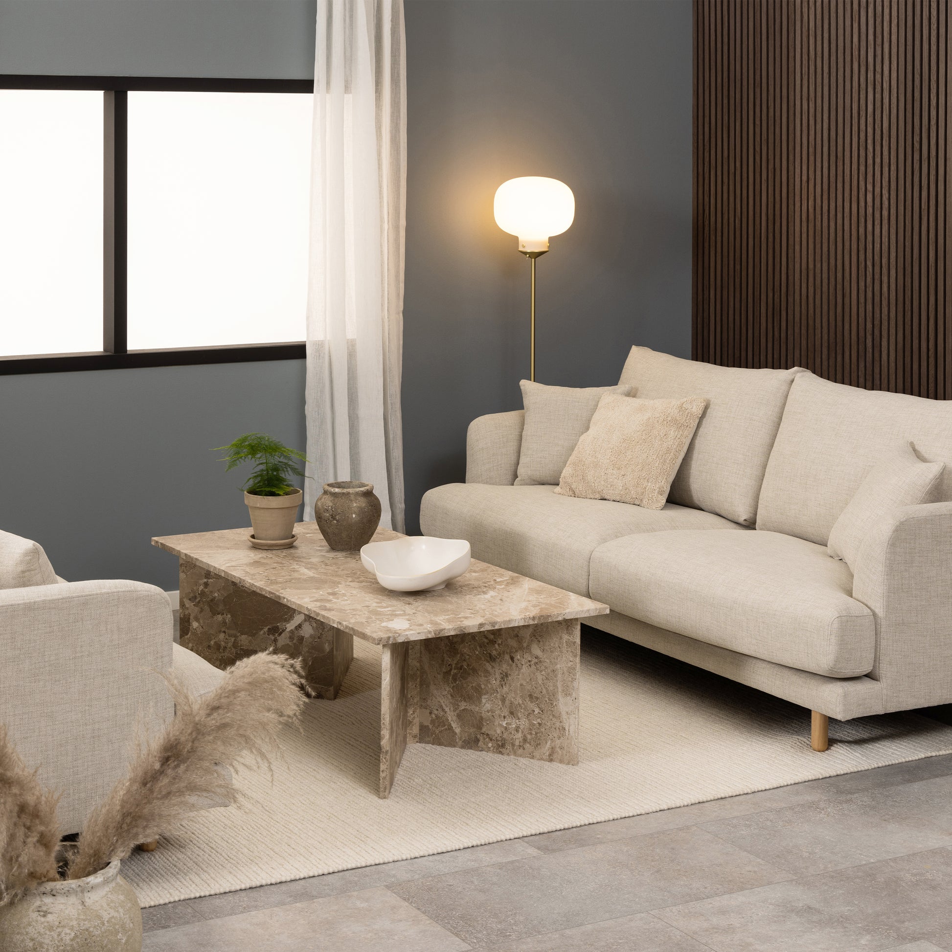 Vega Rectangular Coffee Table with Brown Marble Top 140cm