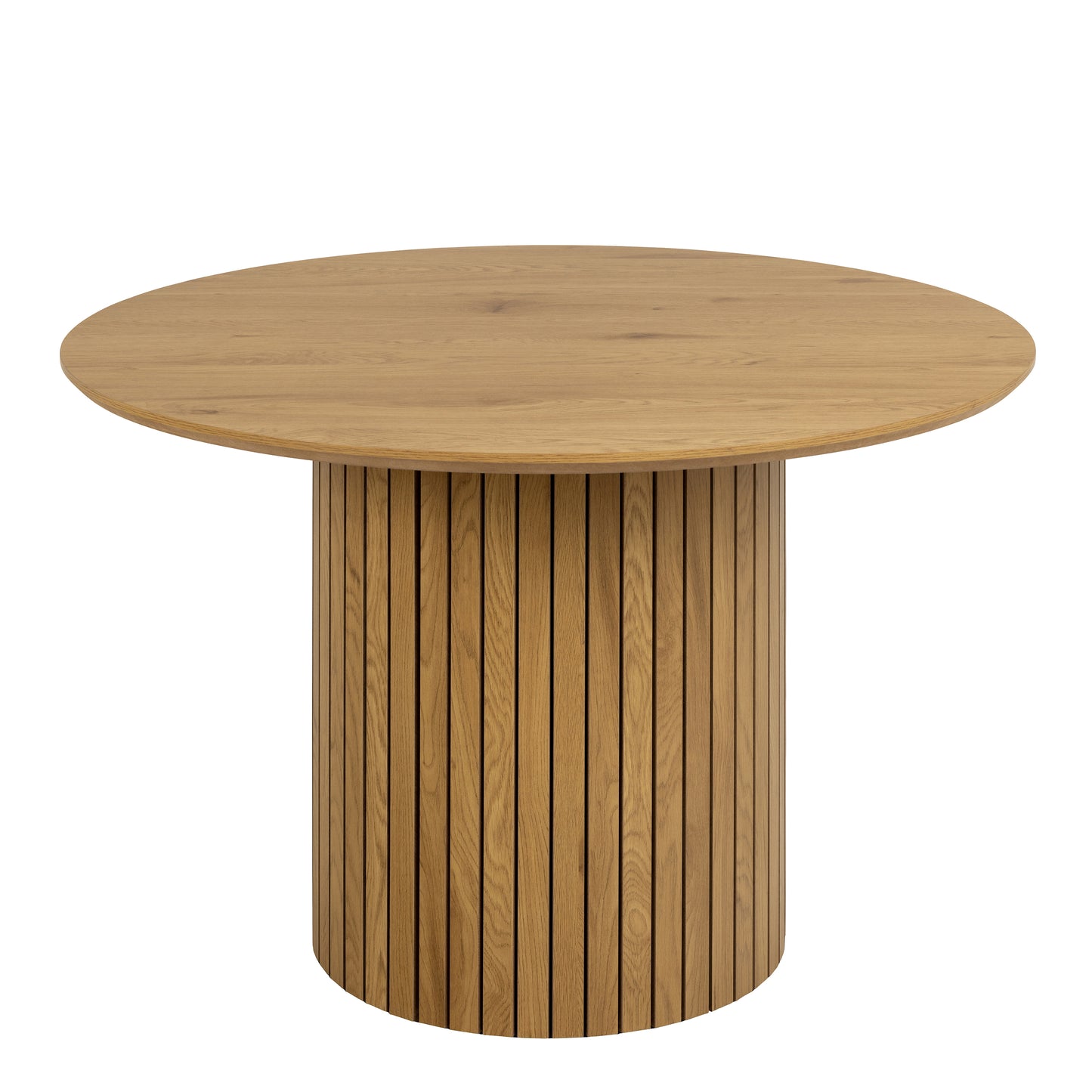 Yale Dining Table in Oak 120cm includes 4 Adele Dining Chairs in Light Brown Fabric