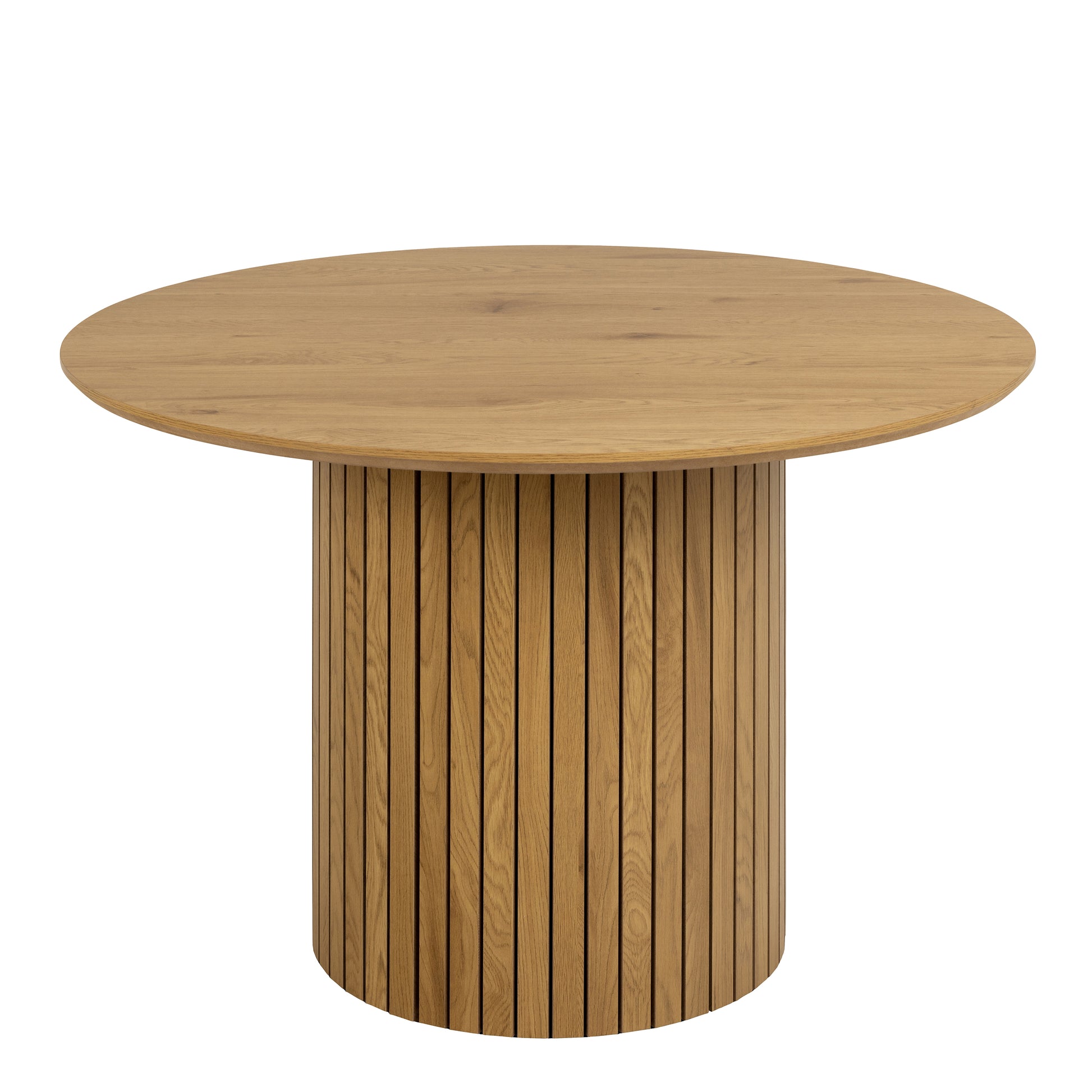 Yale Dining Table in Oak 120cm includes 4 Adele Dining Chairs in Light Brown Fabric