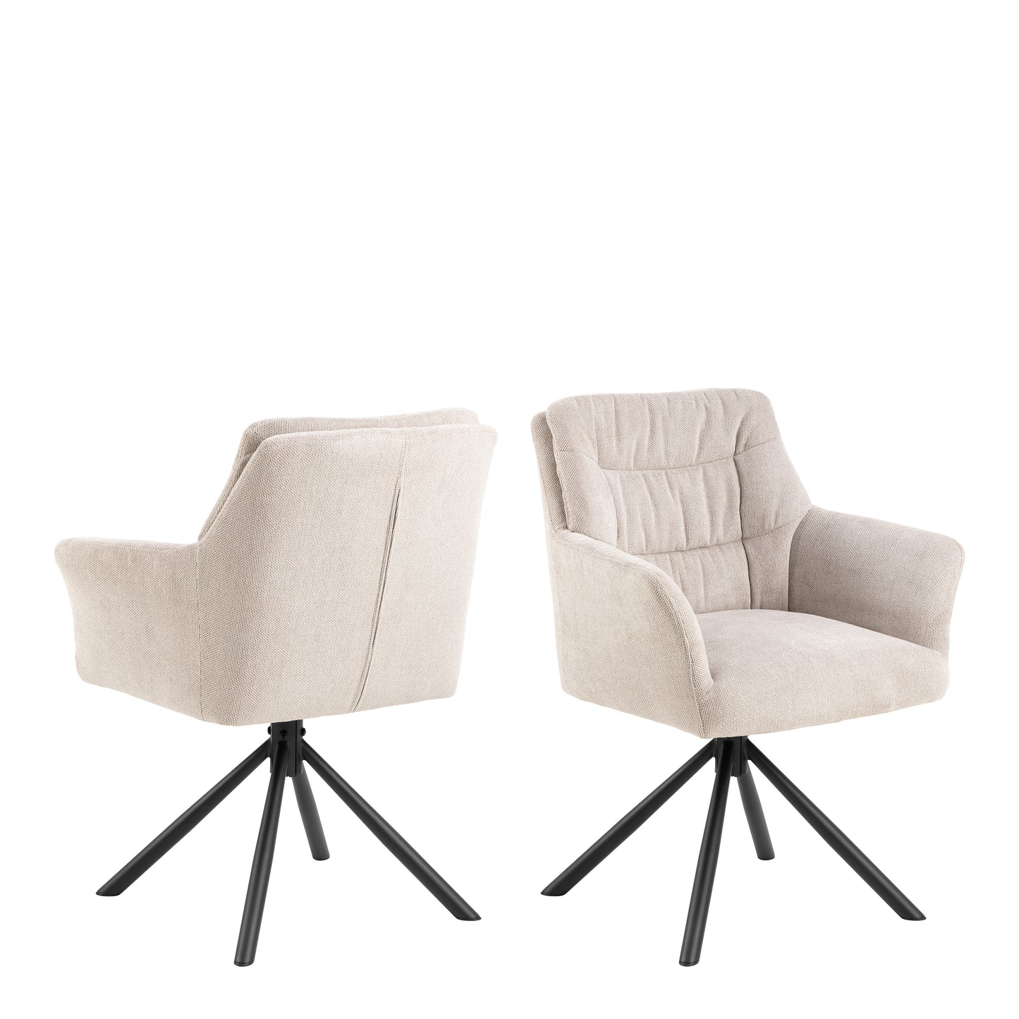 Heaven Dining Table with Ceramic White Top 135x80cm includes 4 Alonso Swivel Cream Dining Chairs with Armrest
