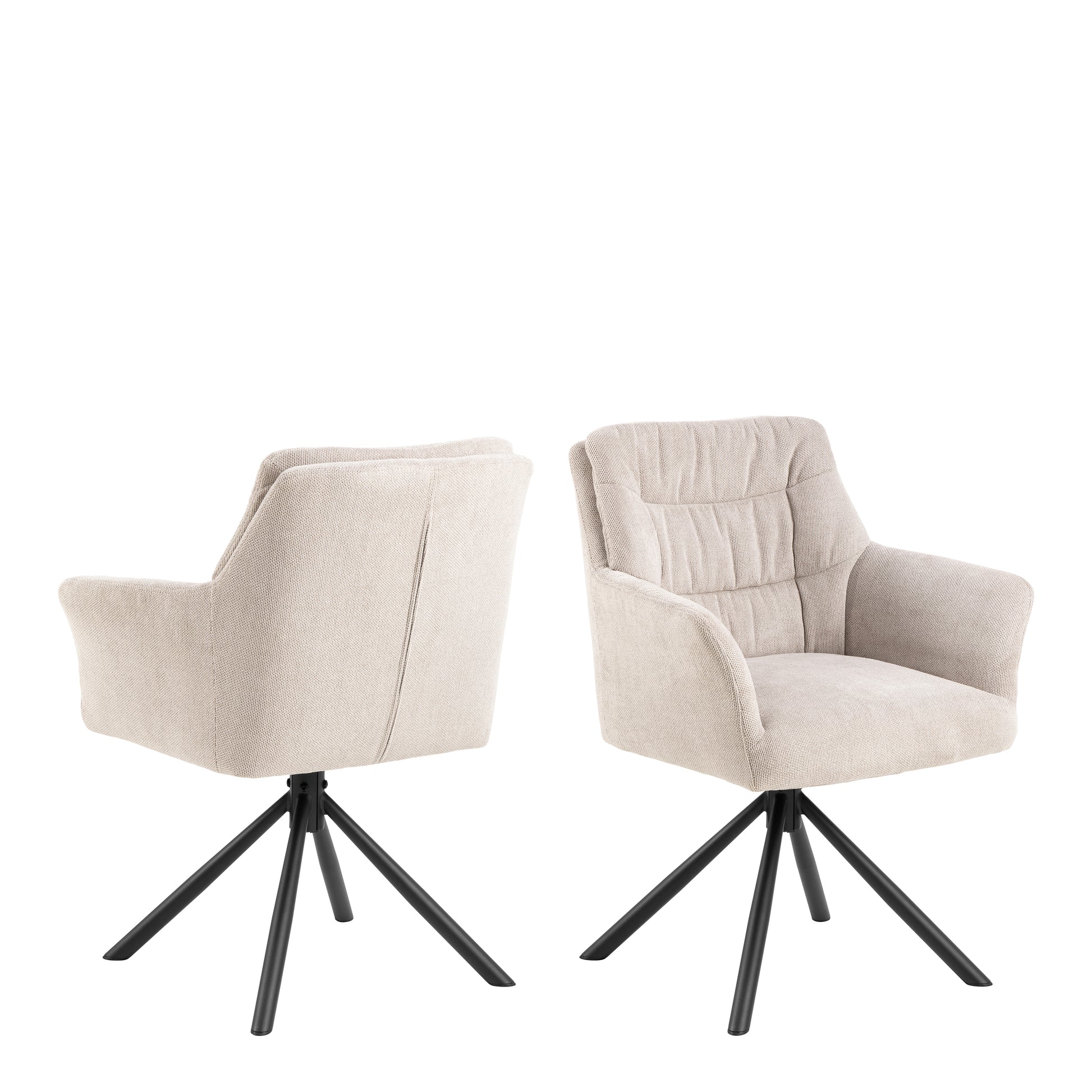 Heaven Dining Table with Ceramic White Top 135x80cm includes 4 Alonso Swivel Cream Dining Chairs with Armrest