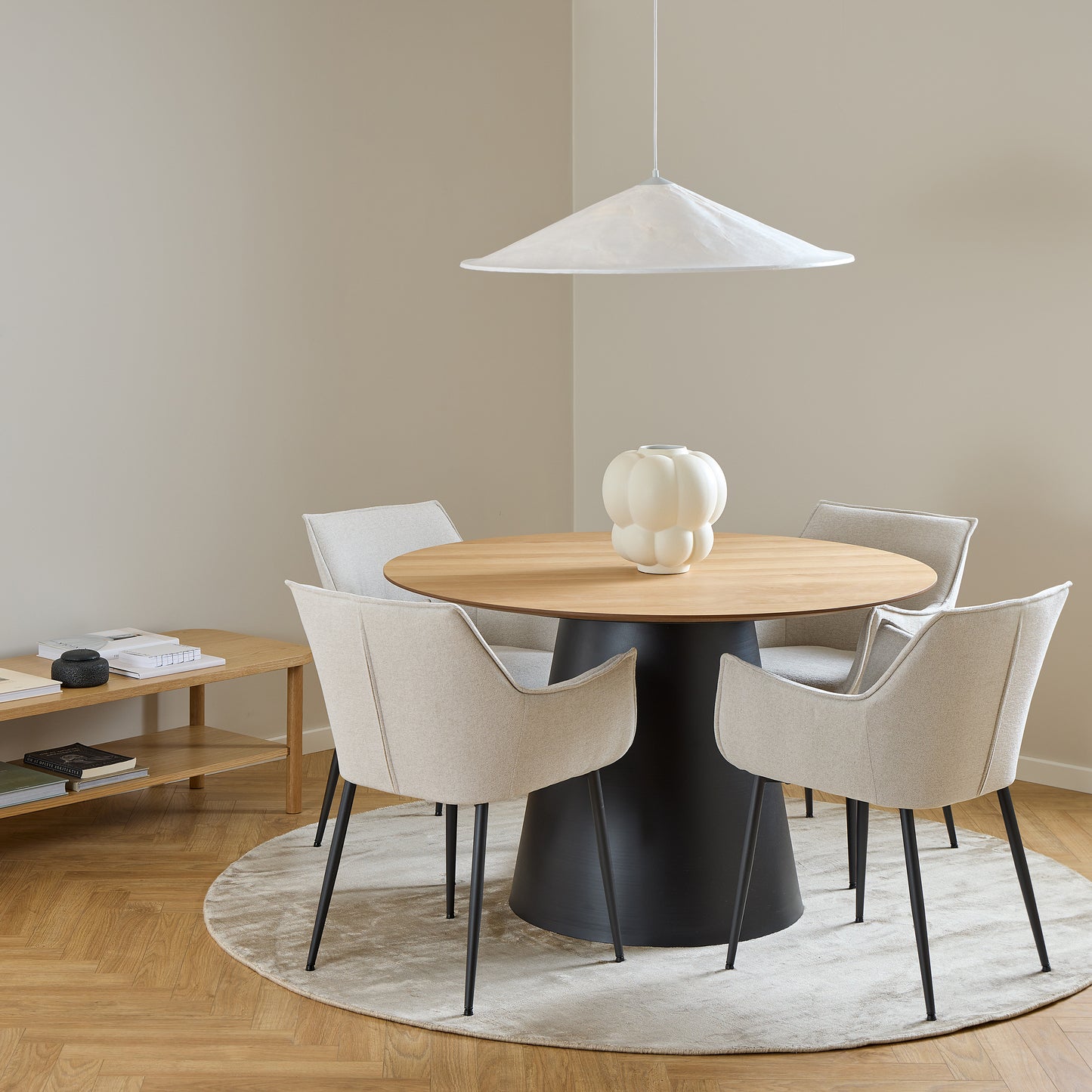 Soli Round Dining Table in Oak/Black 120cm