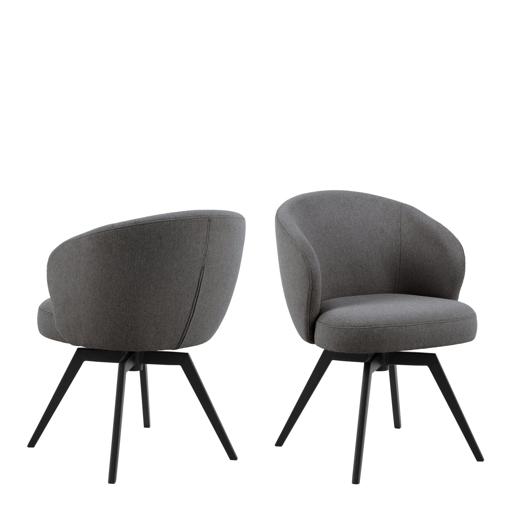 Soli Round Dining Table in Oak/Black 120cm includes 4 Darlene Dining Chairs with Armrest and Swivel Function in Grey