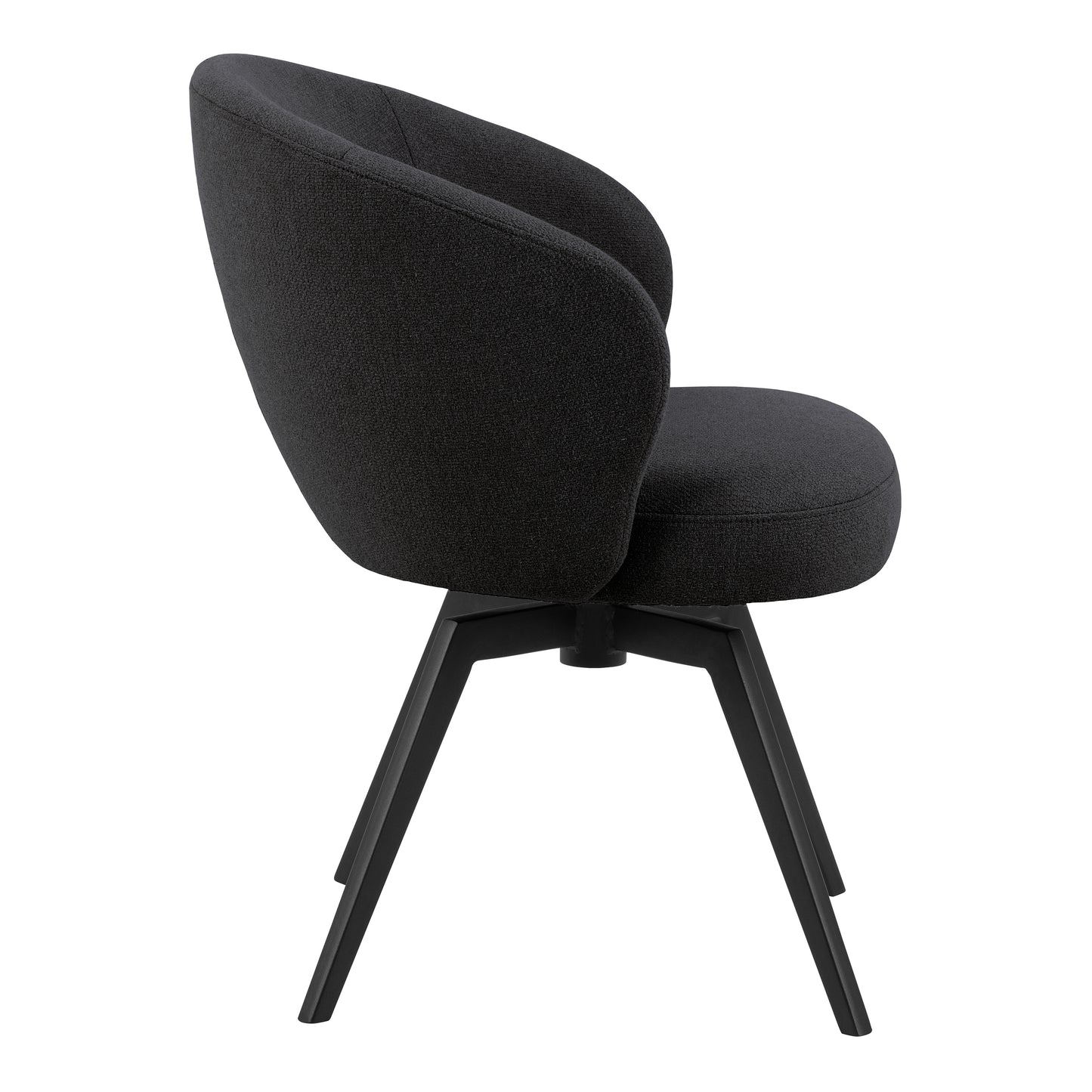 Soli Round Dining Table in Oak/Black 120cm includes 4 Darlene Dining Chairs with Armrest and Swivel Function in Black