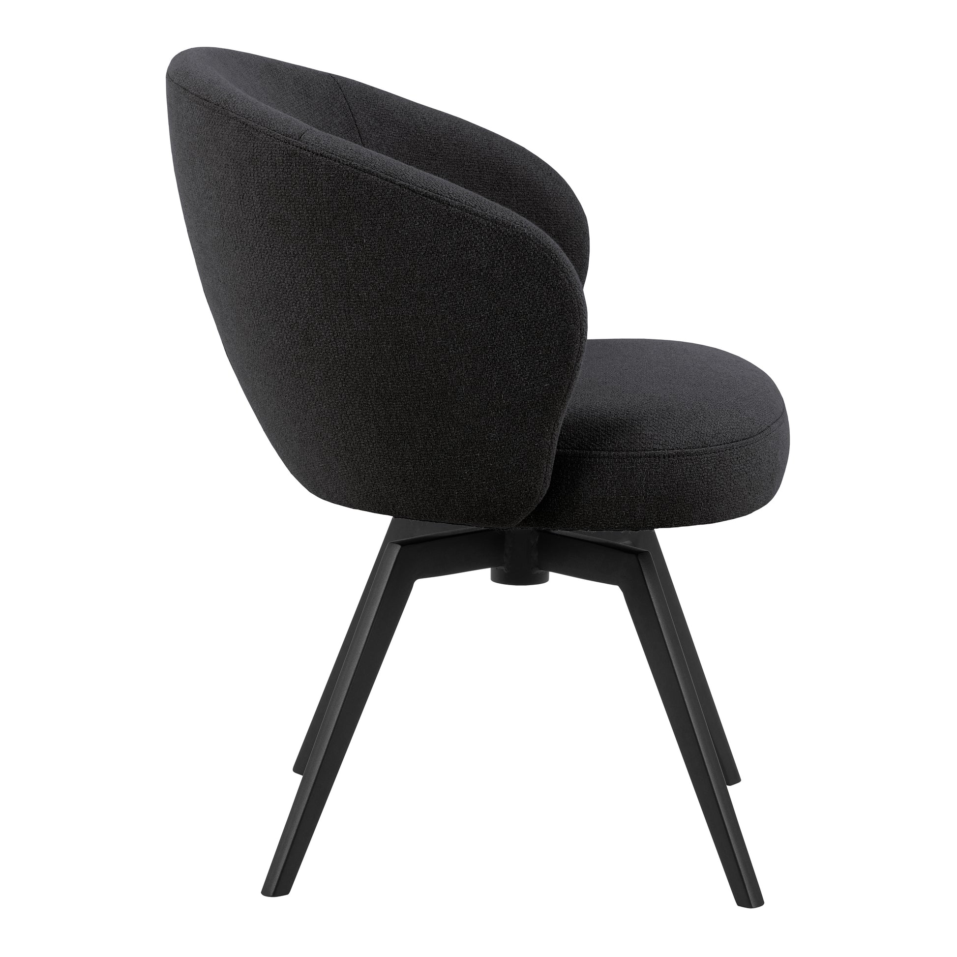 Soli Round Dining Table in Oak/Black 120cm includes 4 Darlene Dining Chairs with Armrest and Swivel Function in Black
