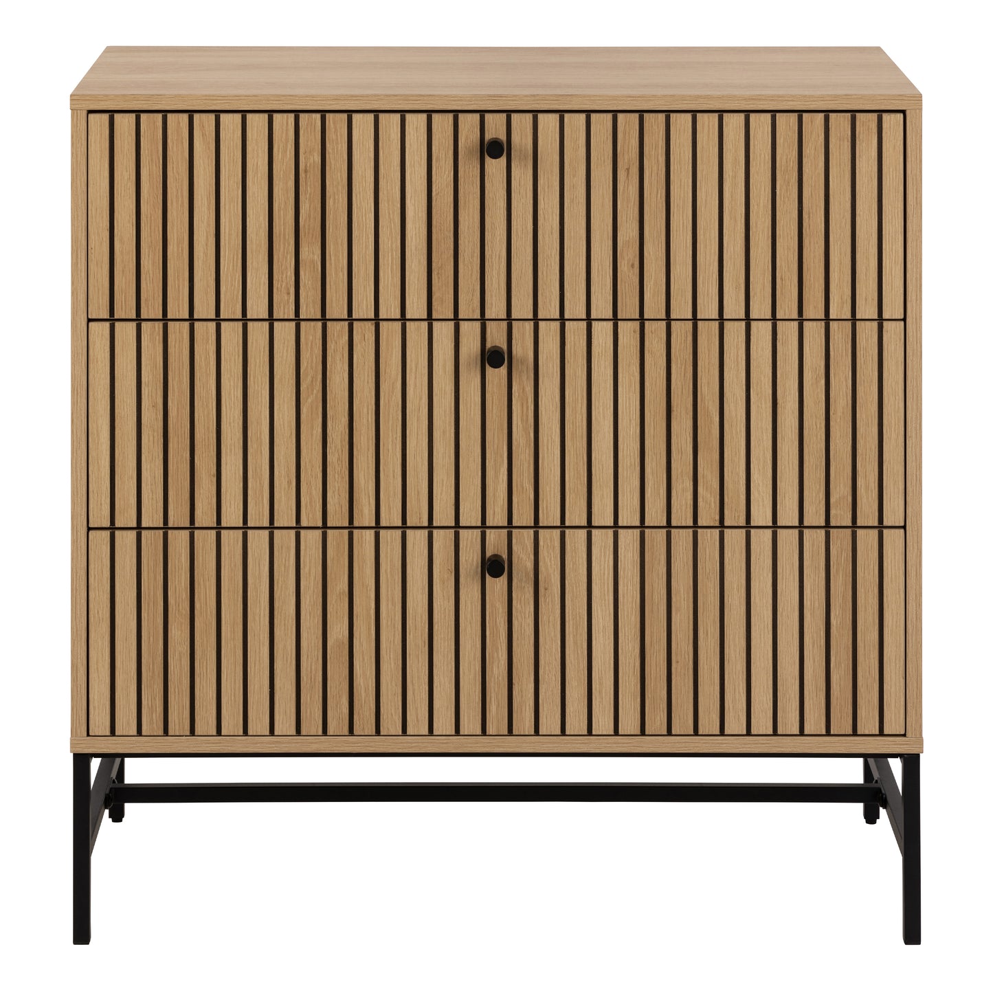 Albany Chest of 3 Drawers in Oak/Black Legs