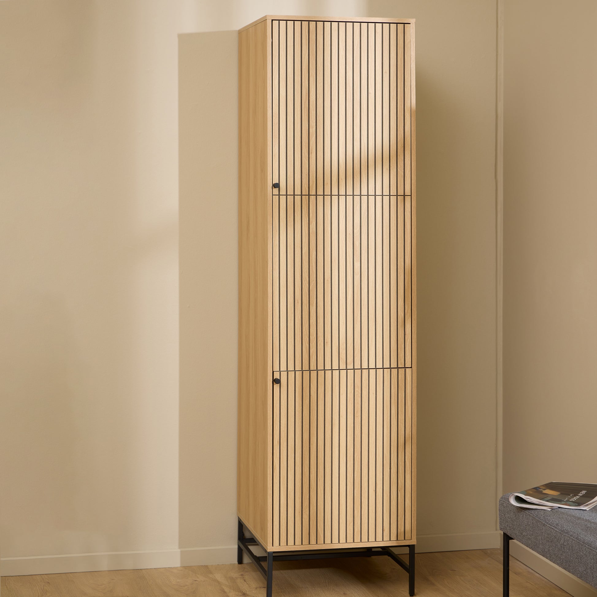 Albany Wardrobe 2 Doors in Oak/Black Legs