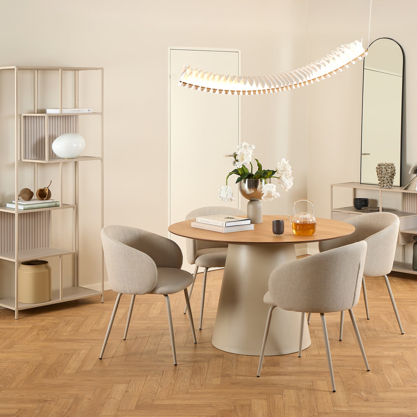Soli Round Dining Table in Oak/Grey 120cm