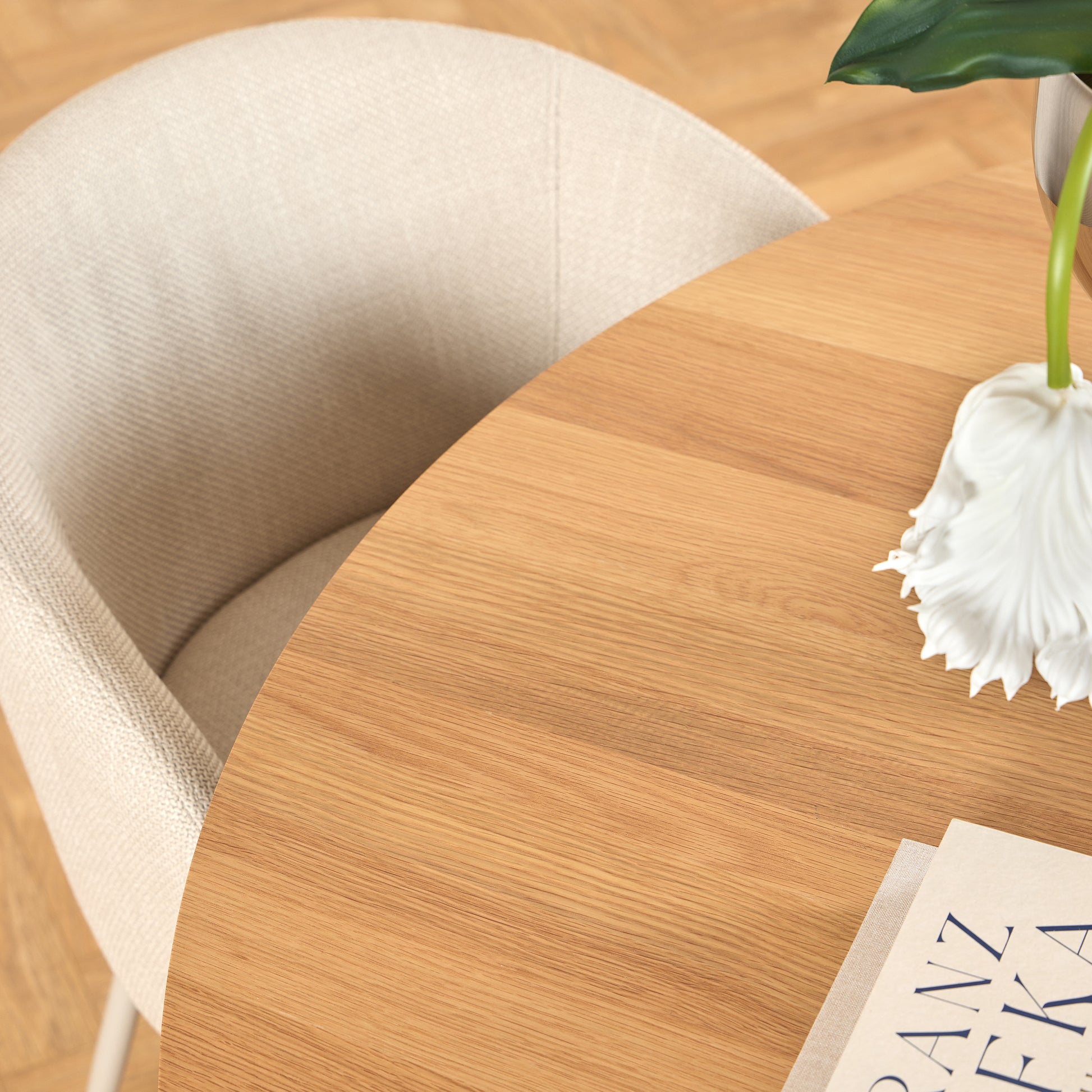 Soli Round Dining Table in Oak/Grey 120cm