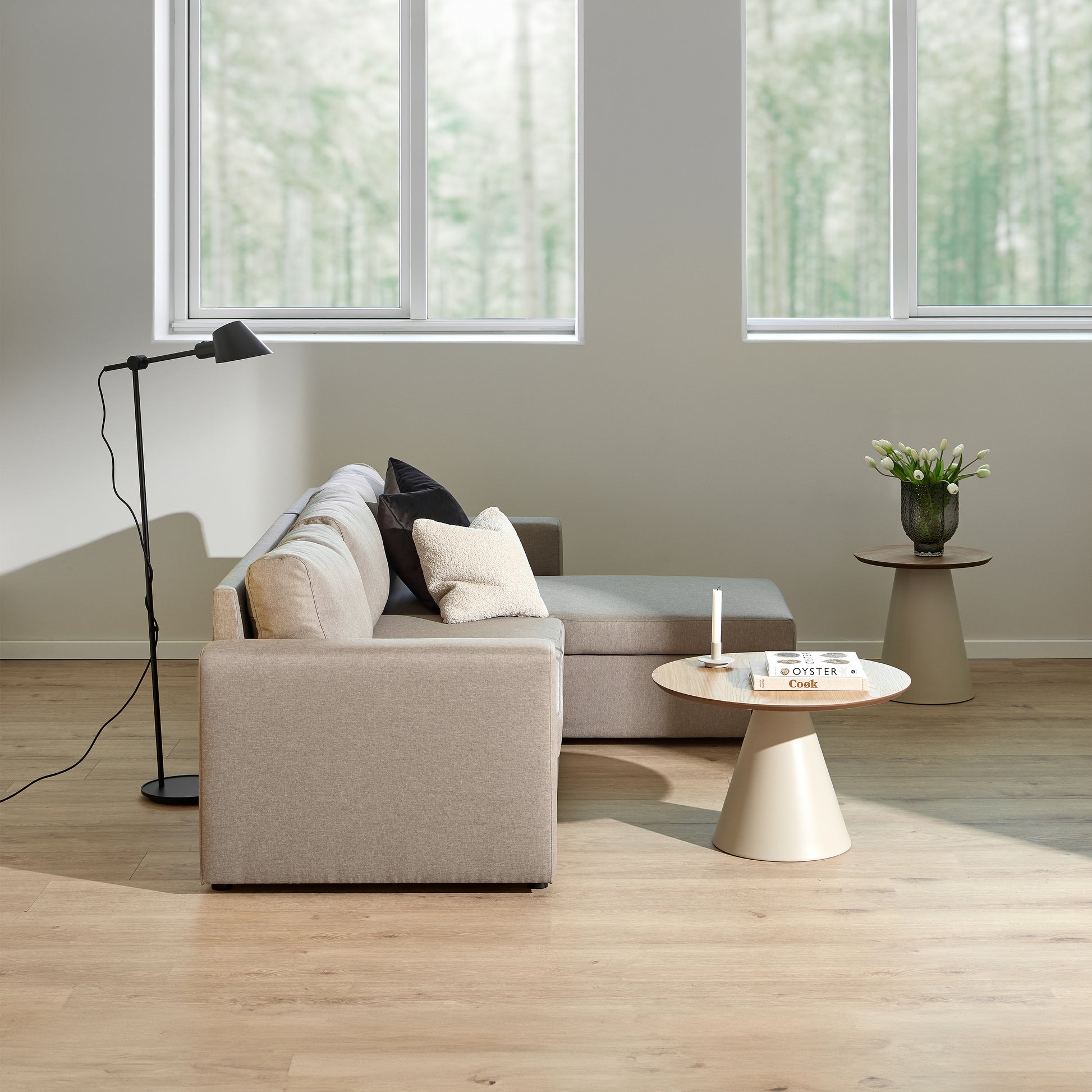 Soli Round Coffee Table in Oak/Grey 45x48cm