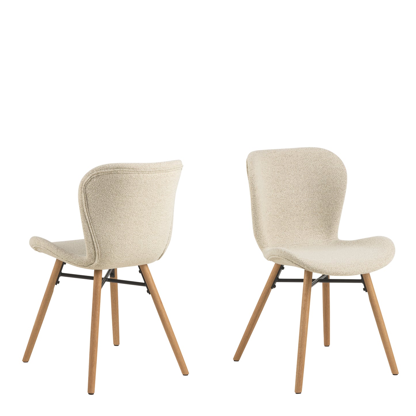 Ibiza Round Beige Dining Table with 4 Batilda Dining Chairs Cream/Oak